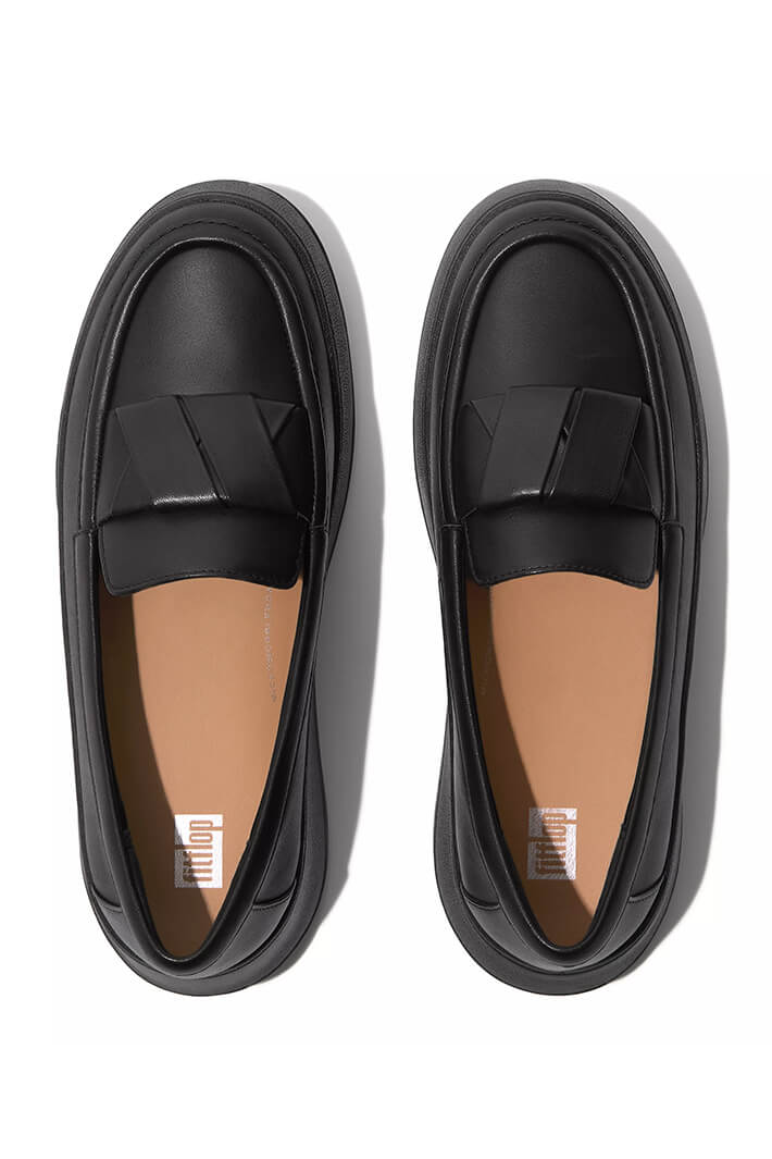 Fitflop F-Mode Leather Flatform Black Penny Loafer