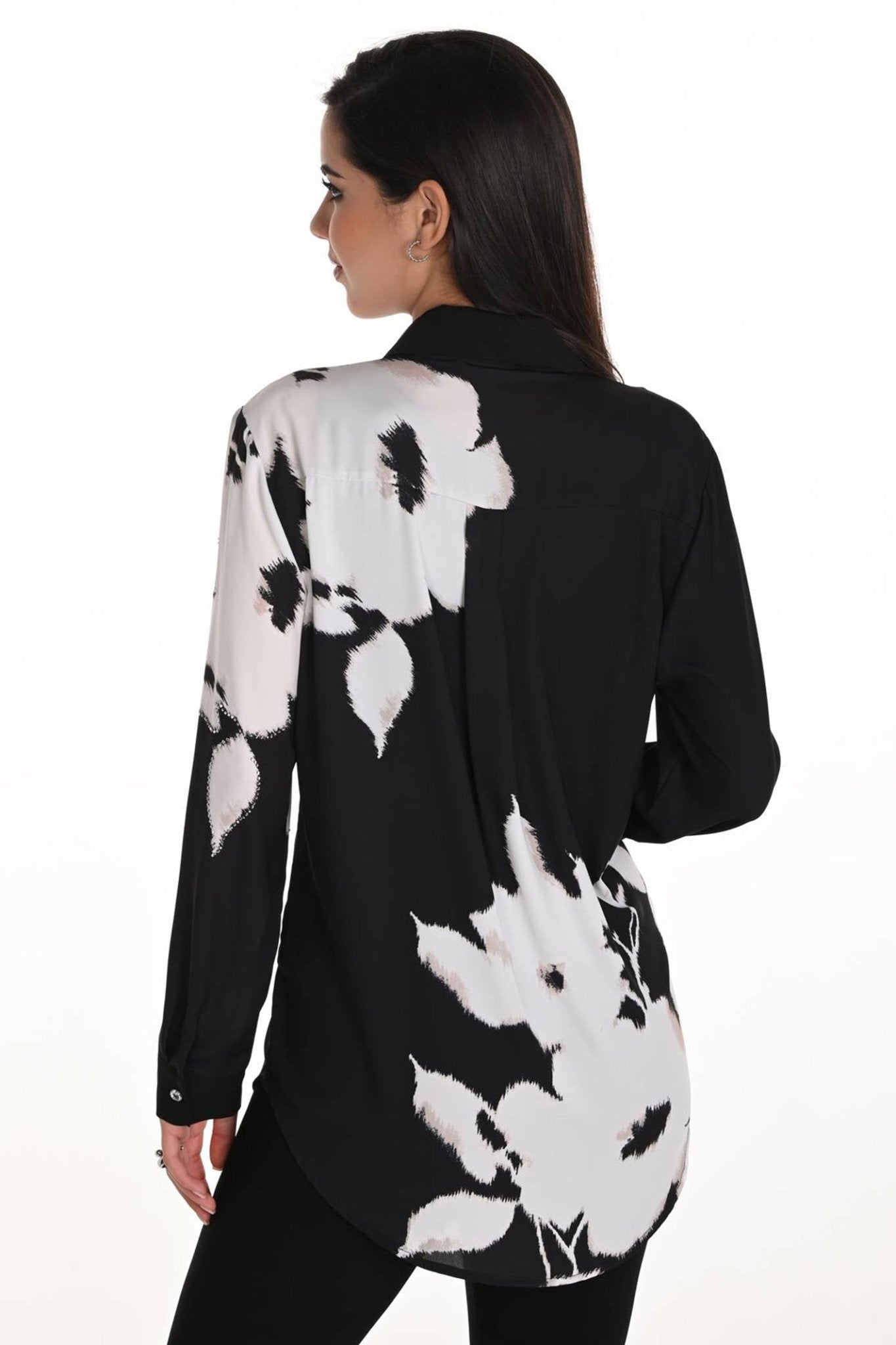 Frank Lyman 253814 Black Off White Print Blouse - Dotique - Frank Lyman