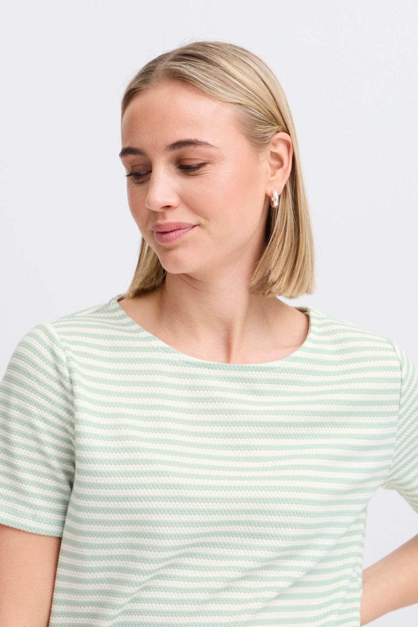 fransa-20615550-frjosie-tee-3-green-striped-t-shirt-Dotique-