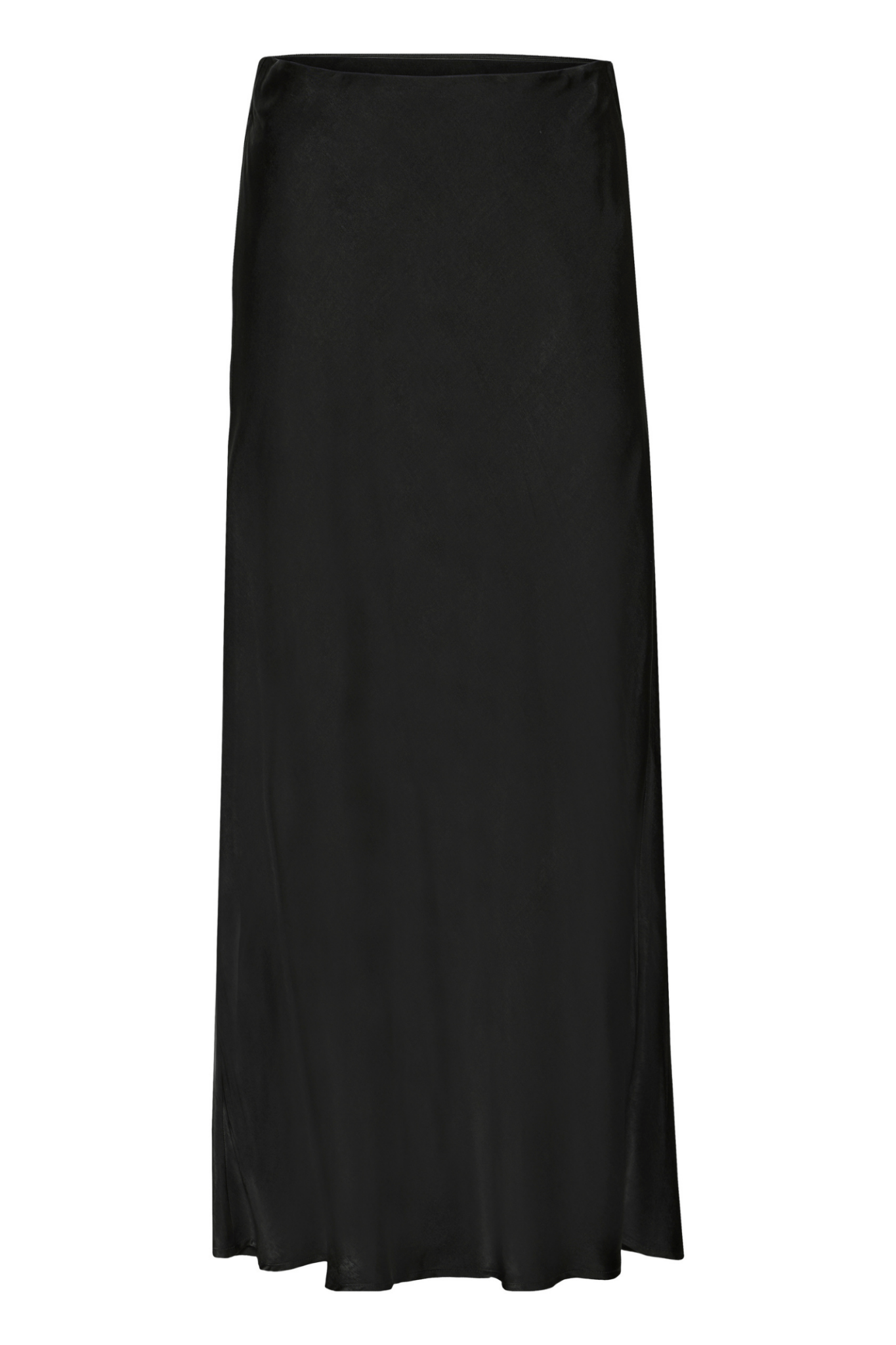 Fransa Floren black skirt in long satin finish with a simple elegant cut at Dotique