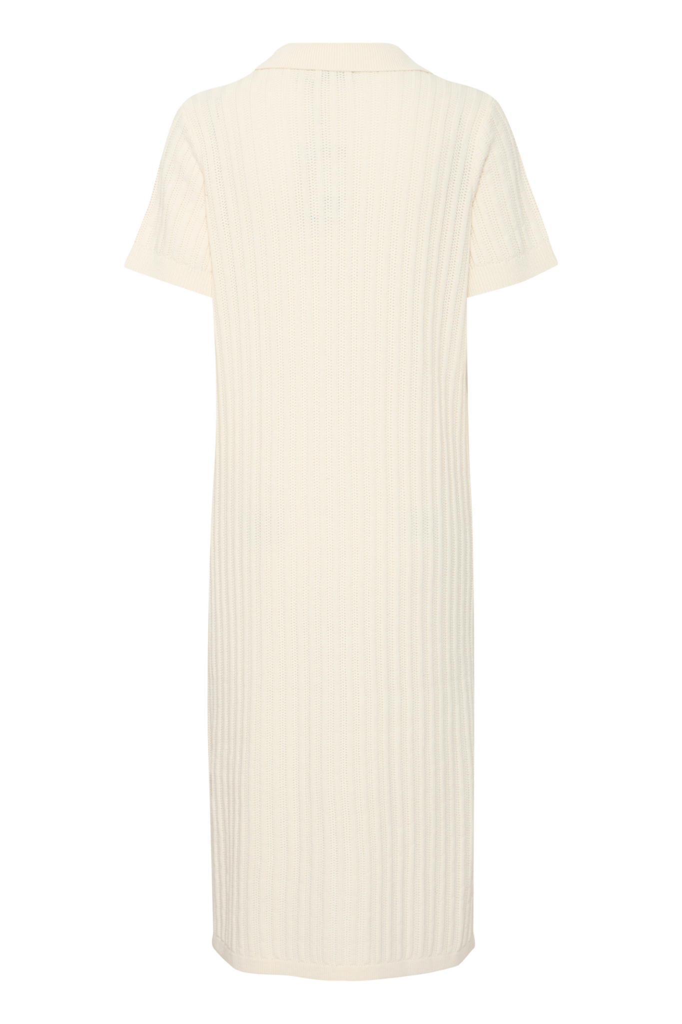Fransa 20615698 FROFELINA DR 1 Knitted Dress with Collar and V - Neck Whisper White - Dotique