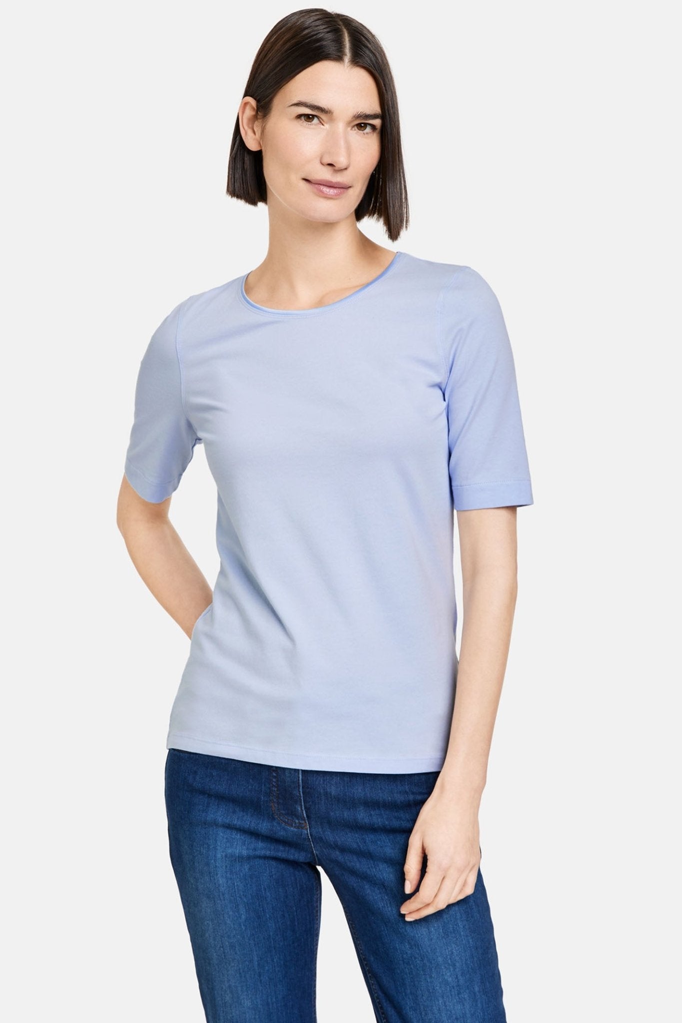 Gerry Weber 977048-44000 Light Blue Round Neck T-Shirt - Dotique Chesterfield