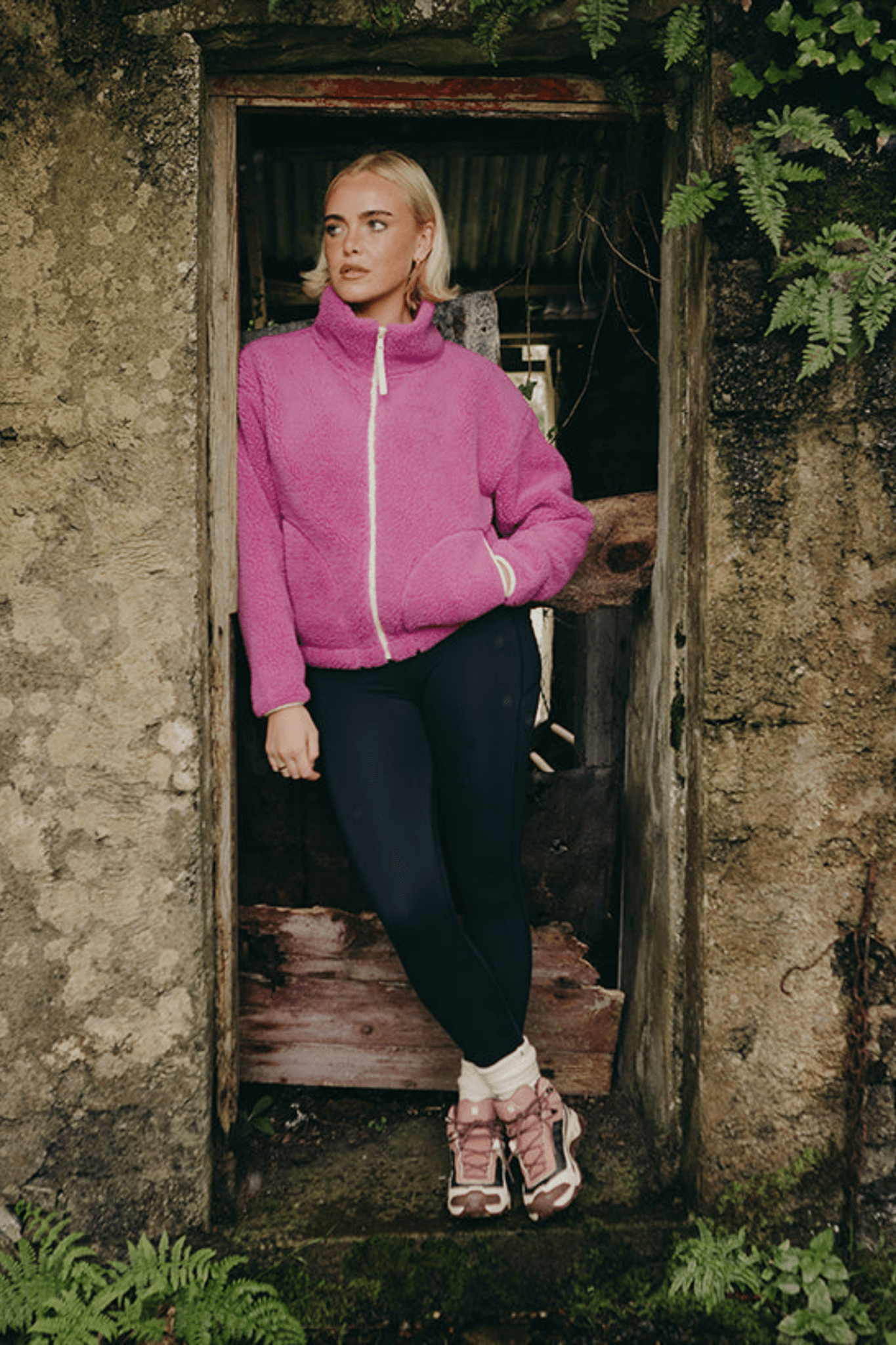 Gym+Coffee Industry Fleece High Collar Jacket Crisp Pink - Dotique - Gym+Coffee