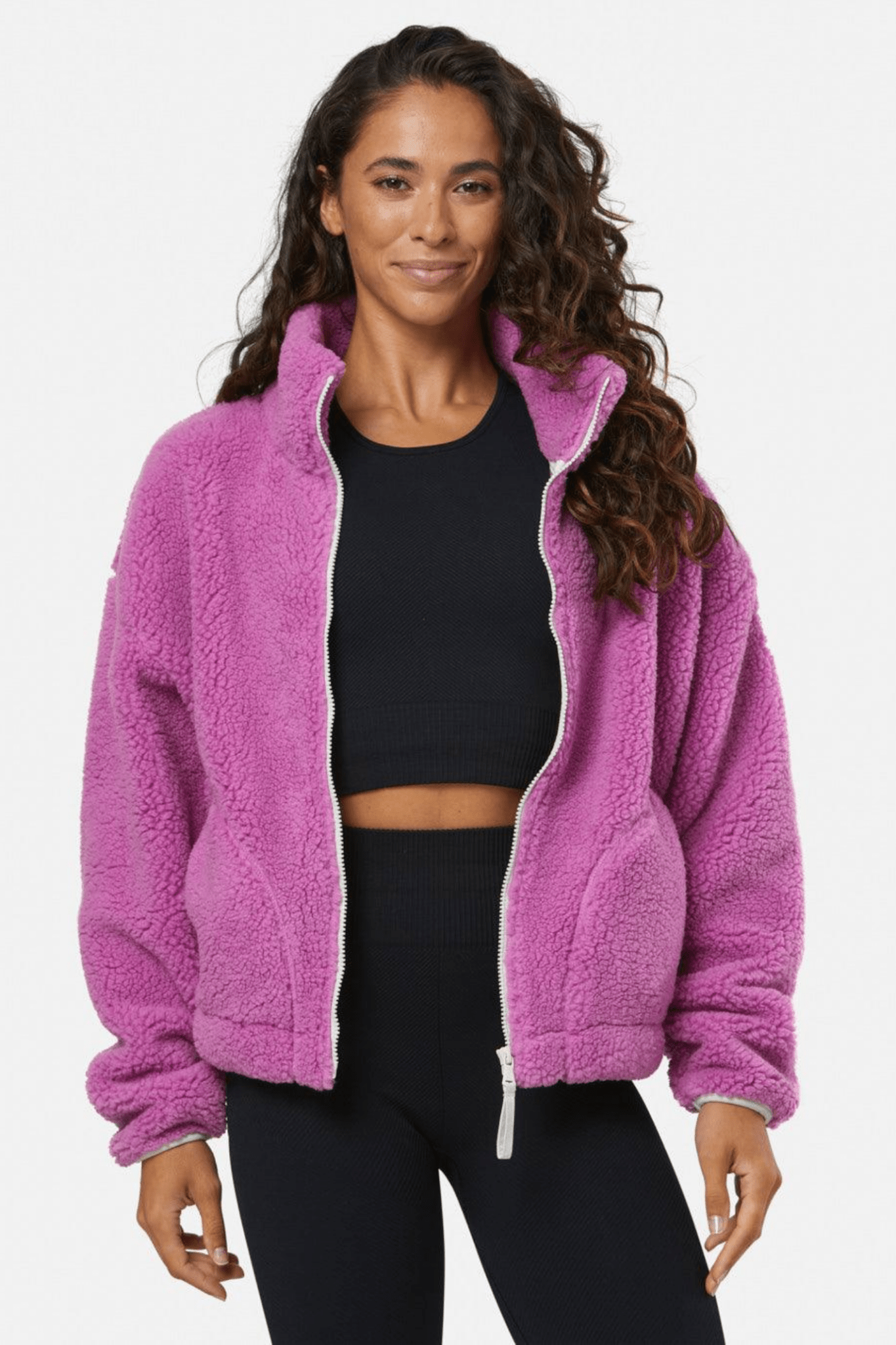 Gym+Coffee Industry Fleece High Collar Jacket Crisp Pink - Dotique - Gym+Coffee