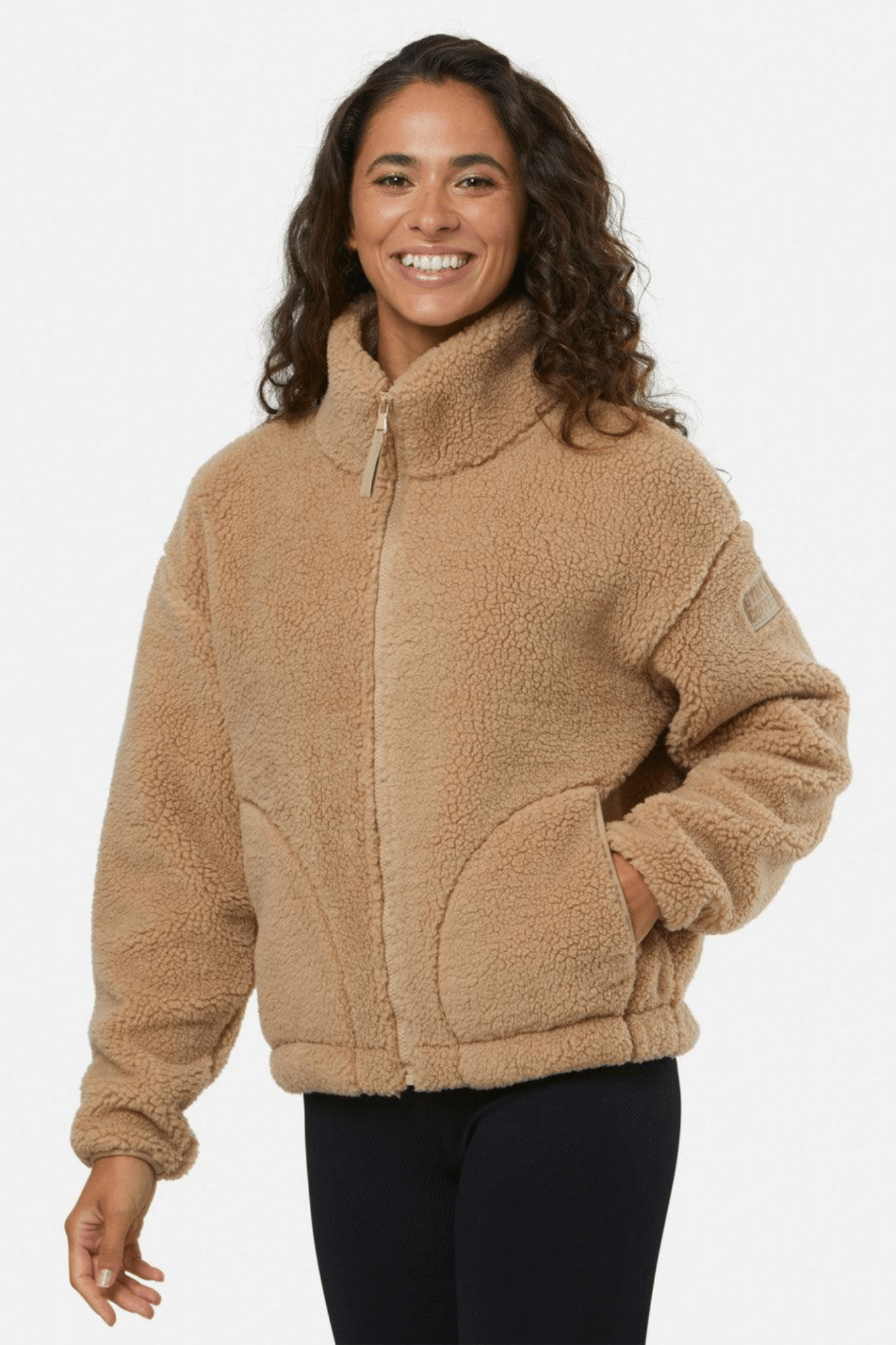 Gym+Coffee Industry Fleece High Collar Jacket (w) - Sandstone - Dotique - Gym+Coffee