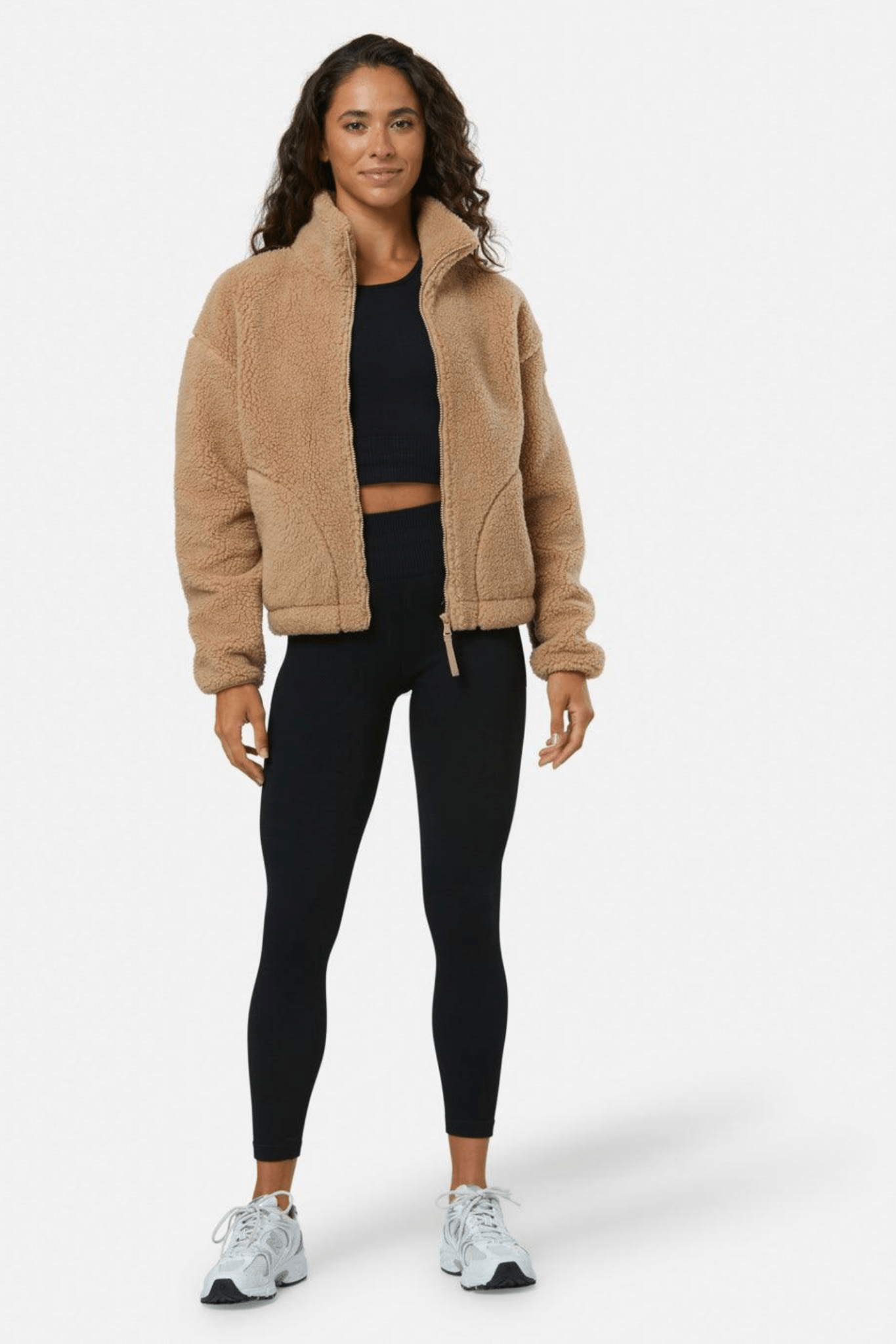 Gym+Coffee Industry Fleece High Collar Jacket (w) - Sandstone - Dotique - Gym+Coffee