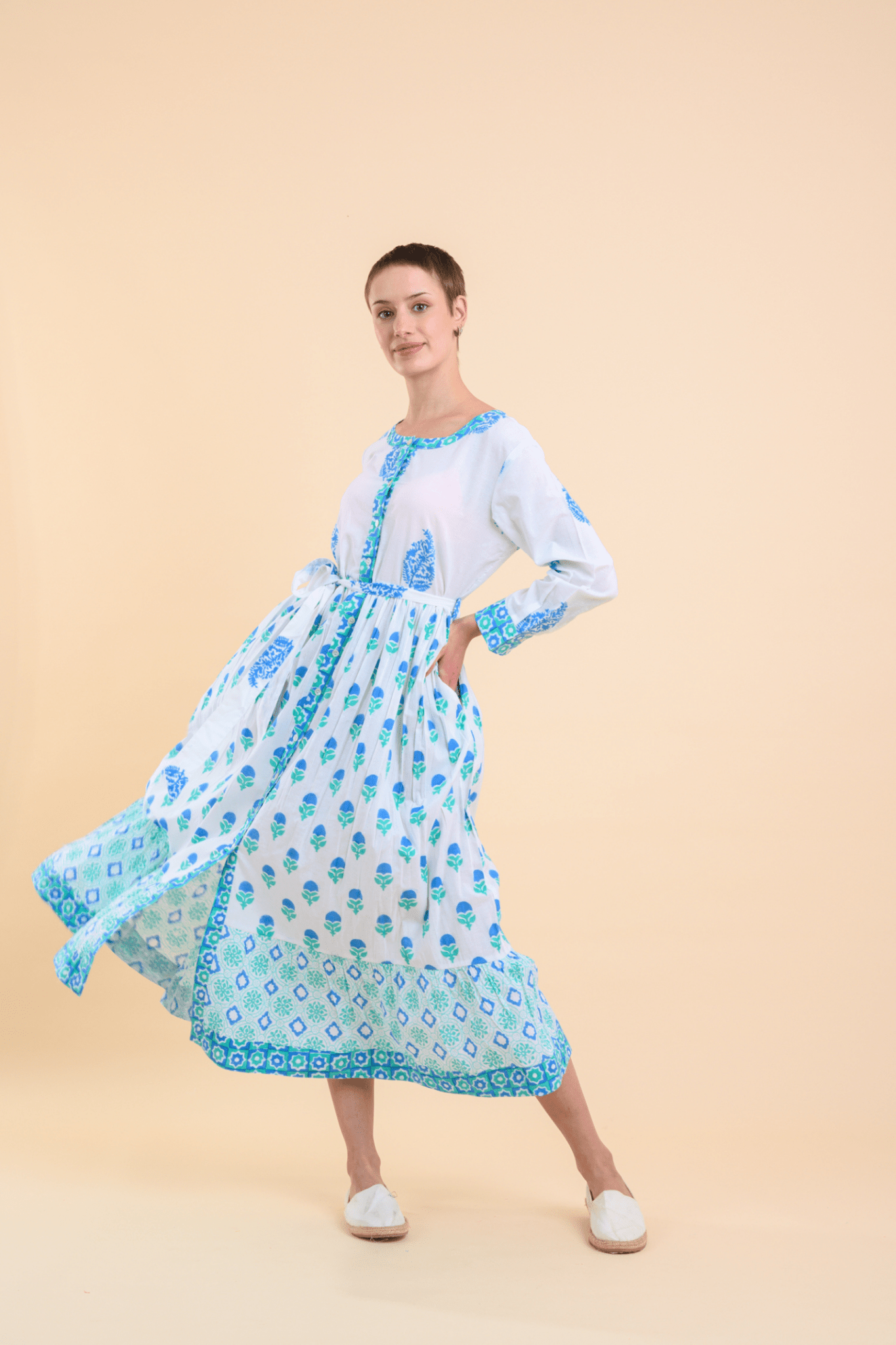 Handprint Dream Apparel AN1028B Lokrum Blue Mix Cotton Dress