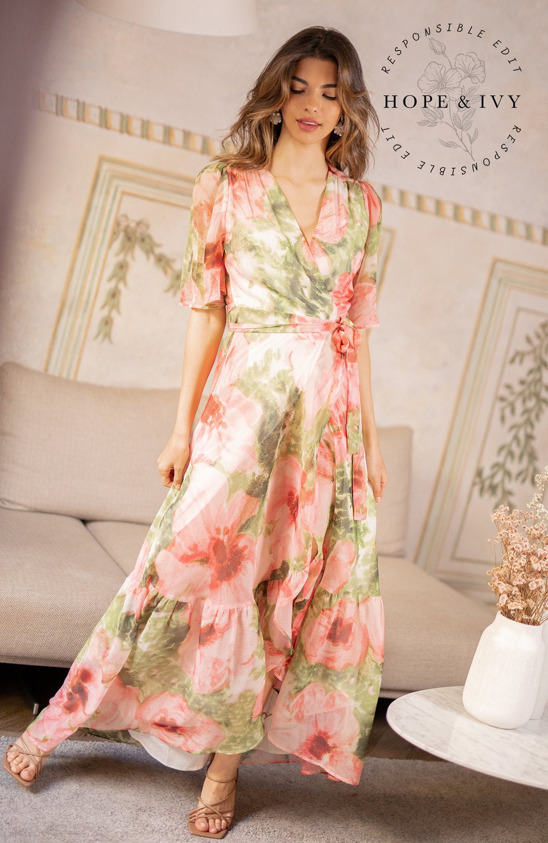Hope and Ivy Pink Floral Briella Dress Dotique