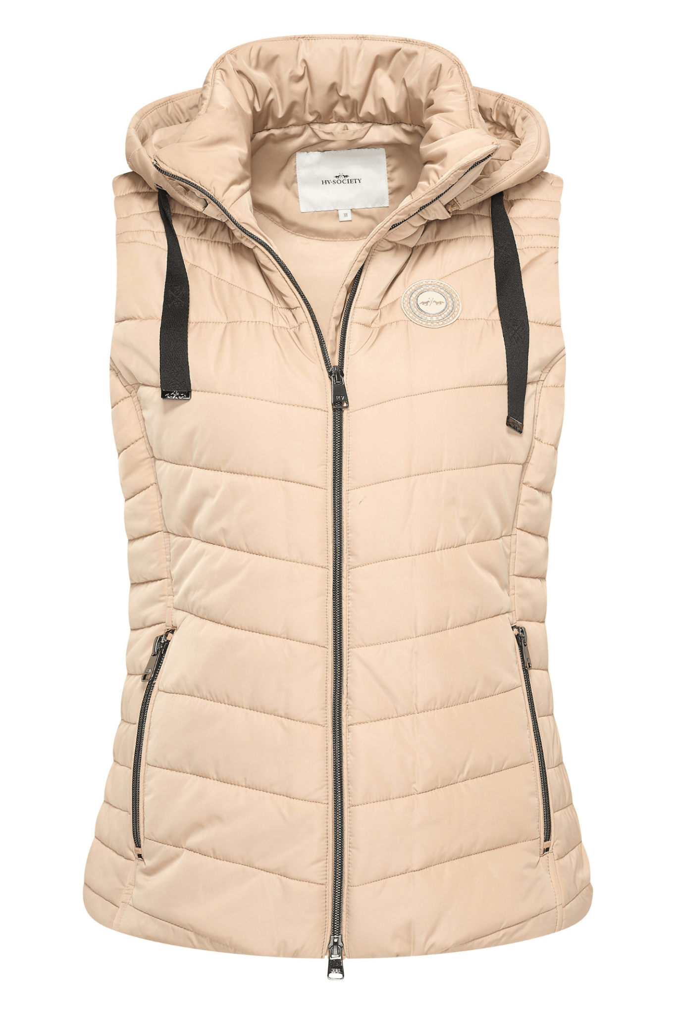 Neutral padded HV Society bodywarmer gilet with hood – Dotique
