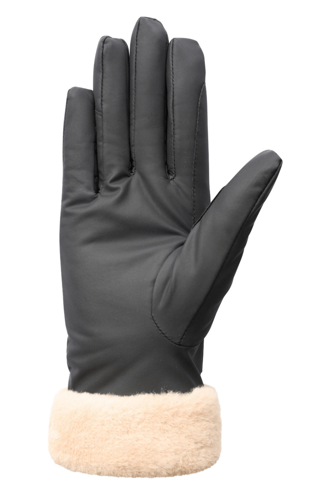 HV Society black gloves with faux fur lining and branded metal button – Dotique