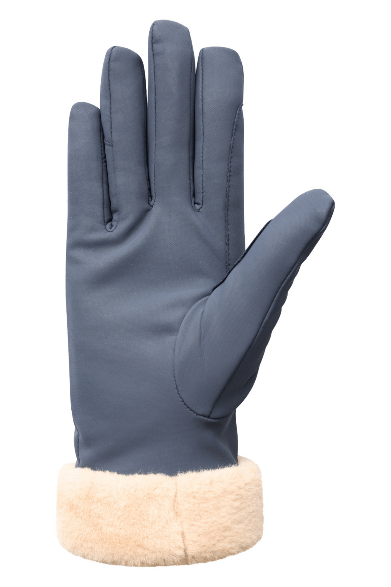 HV Society navy gloves with faux fur lining and branded metal button – Dotique