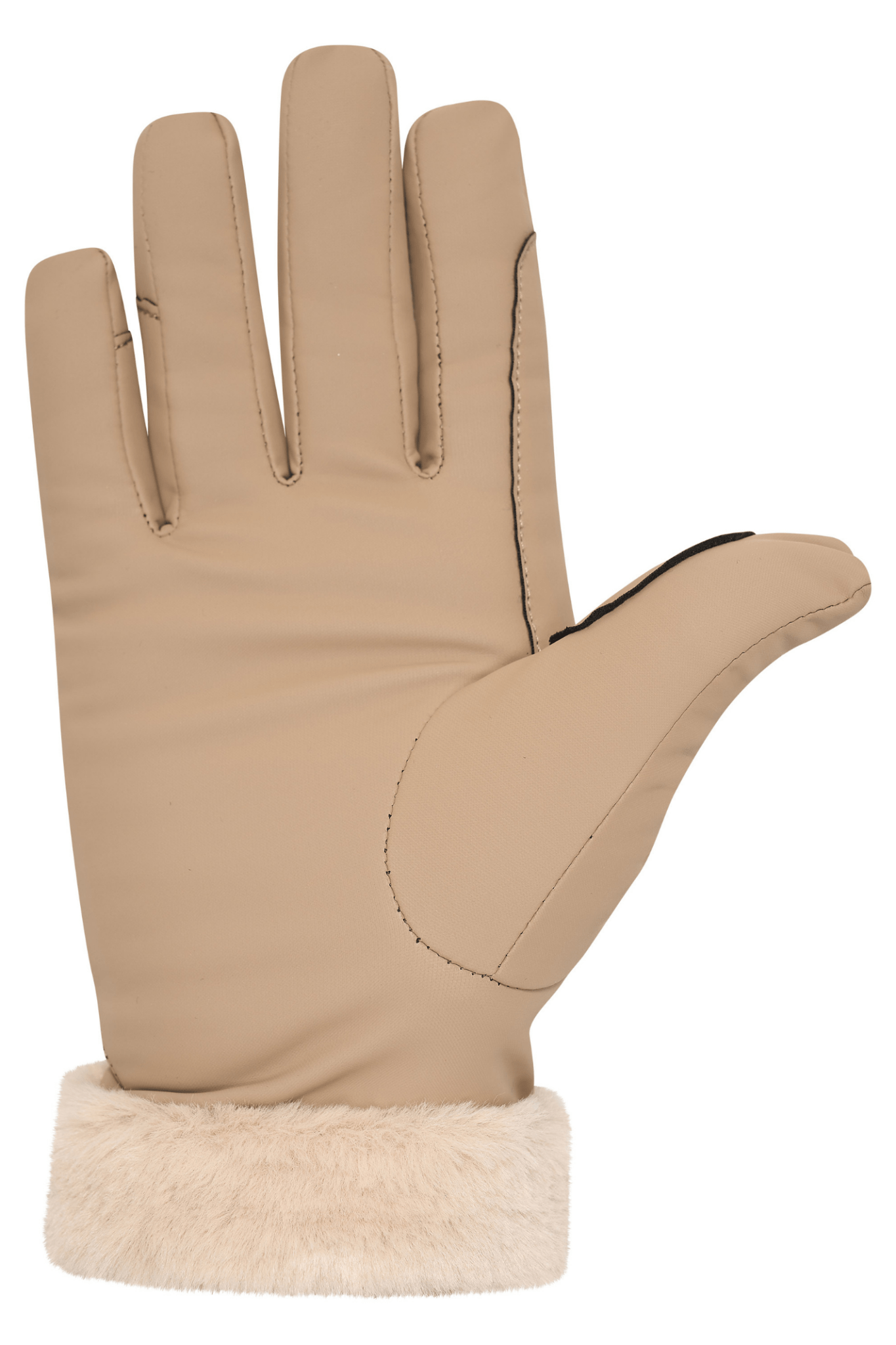 HV Society straw beige gloves with faux fur lining and branded metal button – Dotique