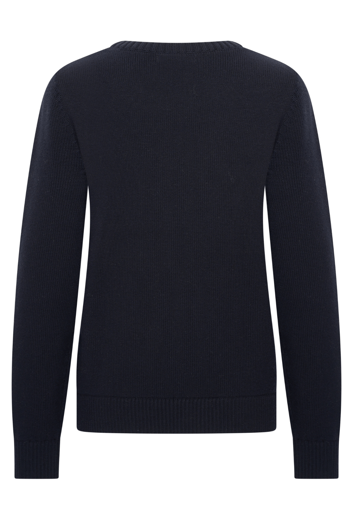 Dotique HV Society navy jumper with large cream snowflake design on front