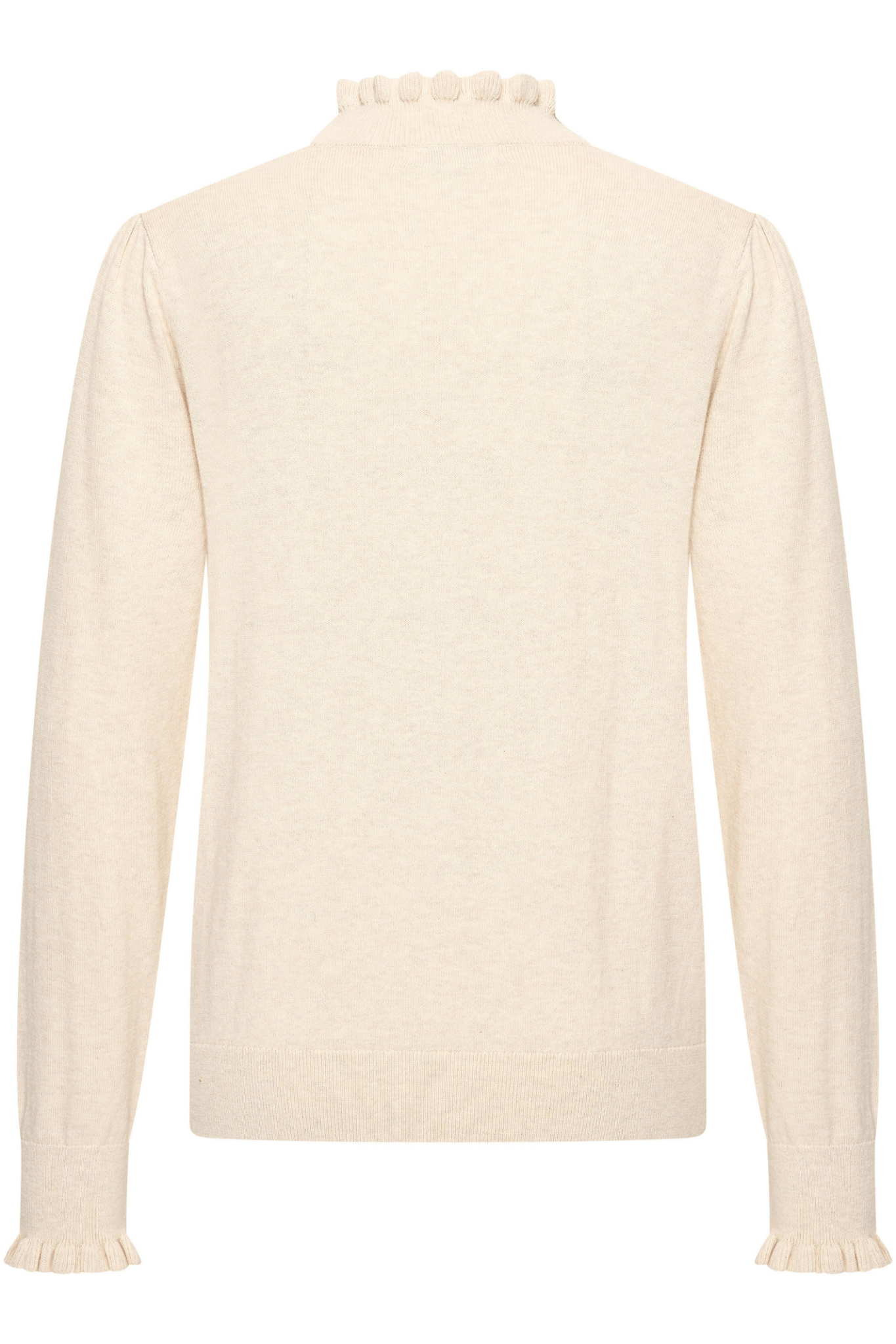 HV Society kit beige cotton cashmere jumper with frill neck and cuffs – Dotique
