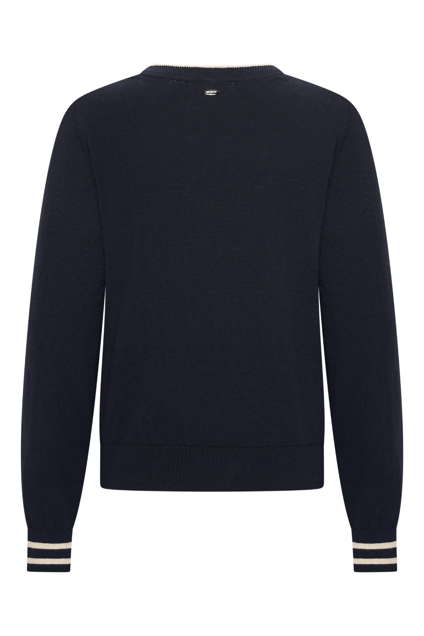 Dotique HV Society navy and cream argyle knit jumper with crew neck