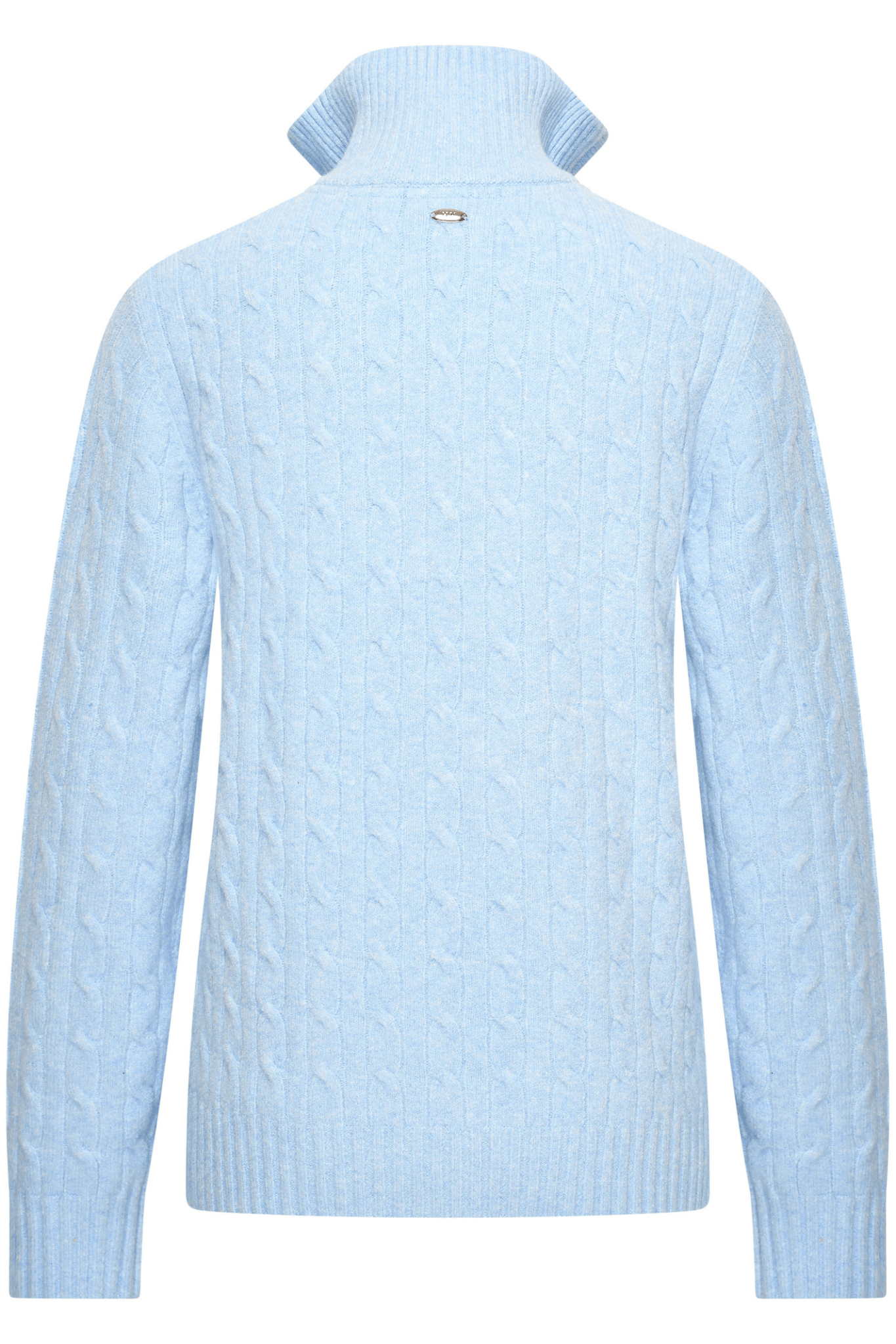 Dotique HV Society light blue cable knit jumper with half zip collar
