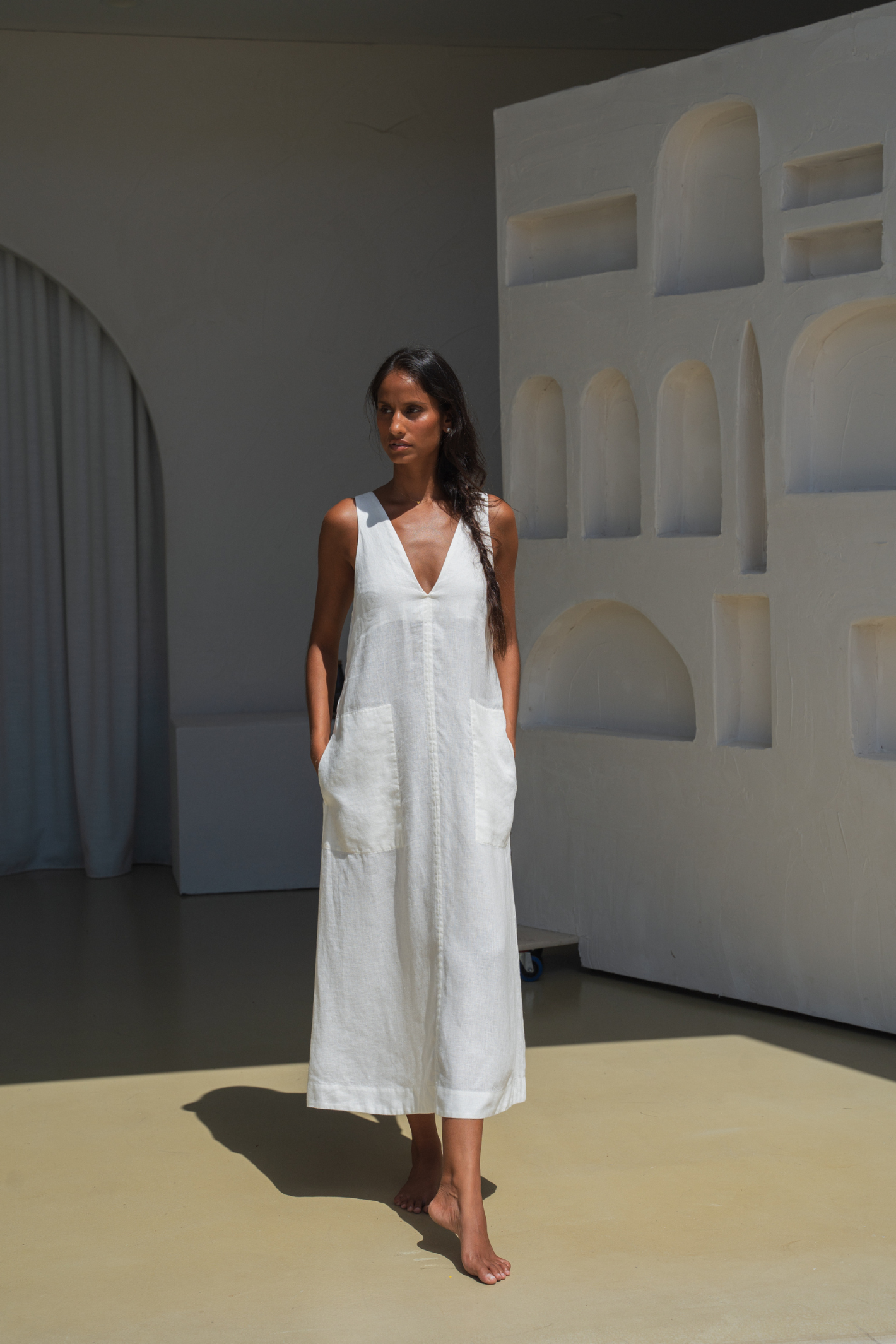 Lilly Pilly LP-D018 Iris Linen Dress Ivory | Lilly Pilly | Dotique