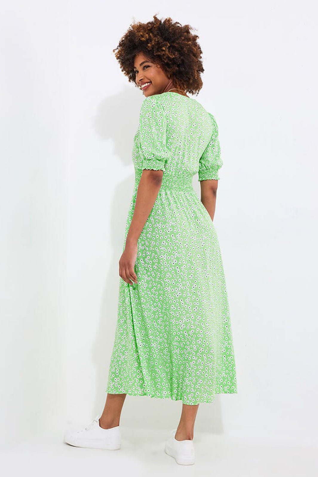Joe Browns WF210A Fresh As A Daisy Printed Maxi Dress Green - Dotique