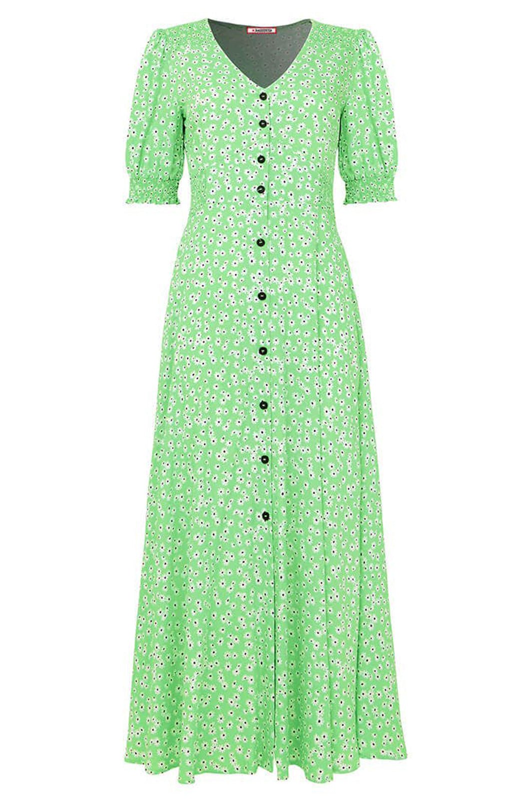 Joe Browns WF210A Fresh As A Daisy Printed Maxi Dress Green - Dotique
