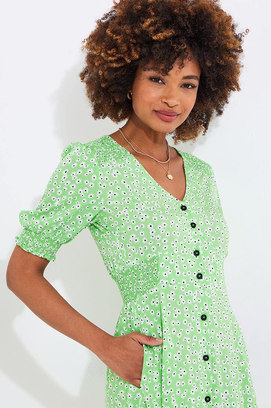 Joe Browns WF210A Fresh As A Daisy Printed Maxi Dress Green - Dotique