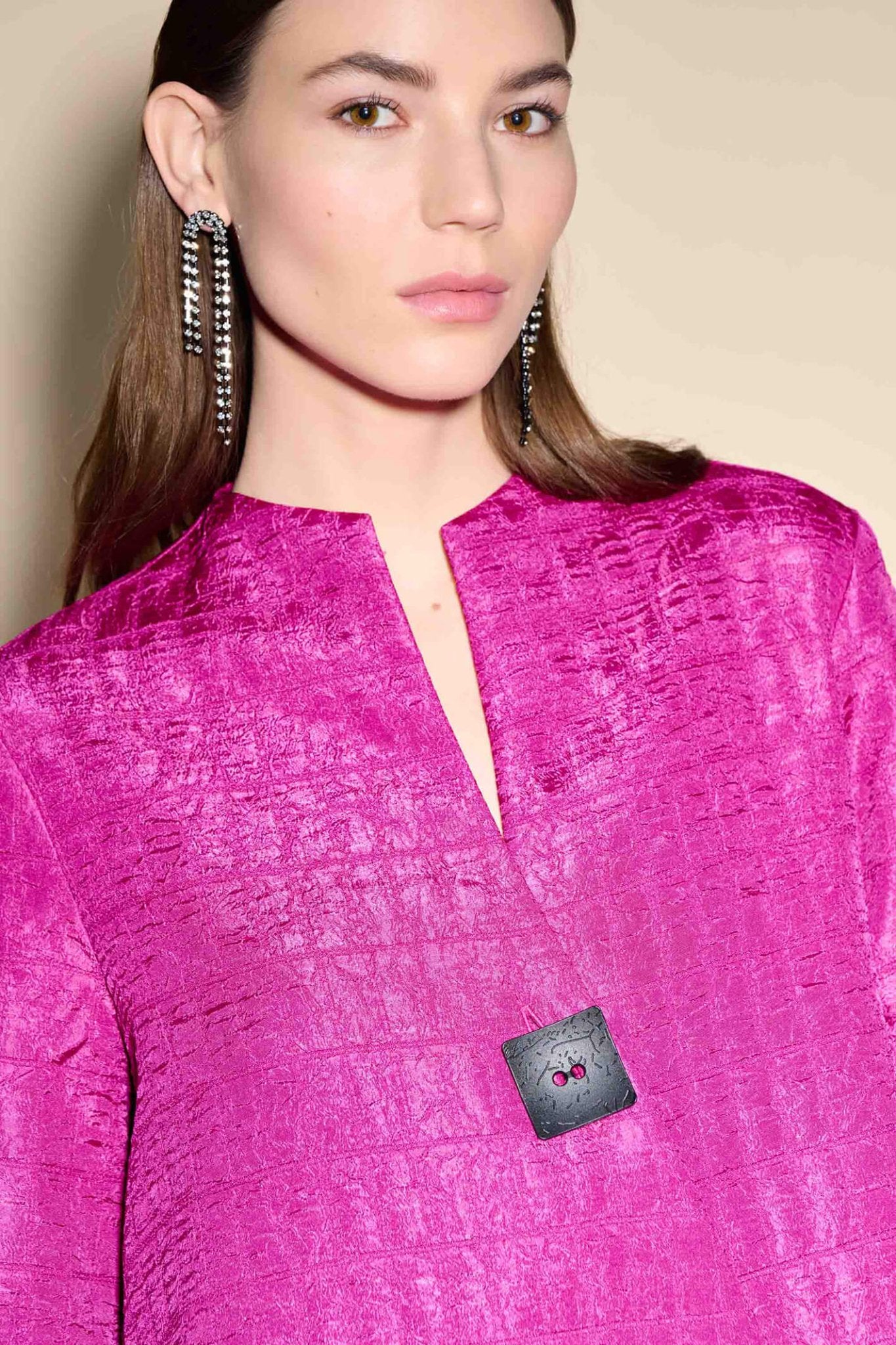 Joseph Ribkoff 233792 Fuchsia Pink Textured Woven Jacquard Swing Jacket - Dotique