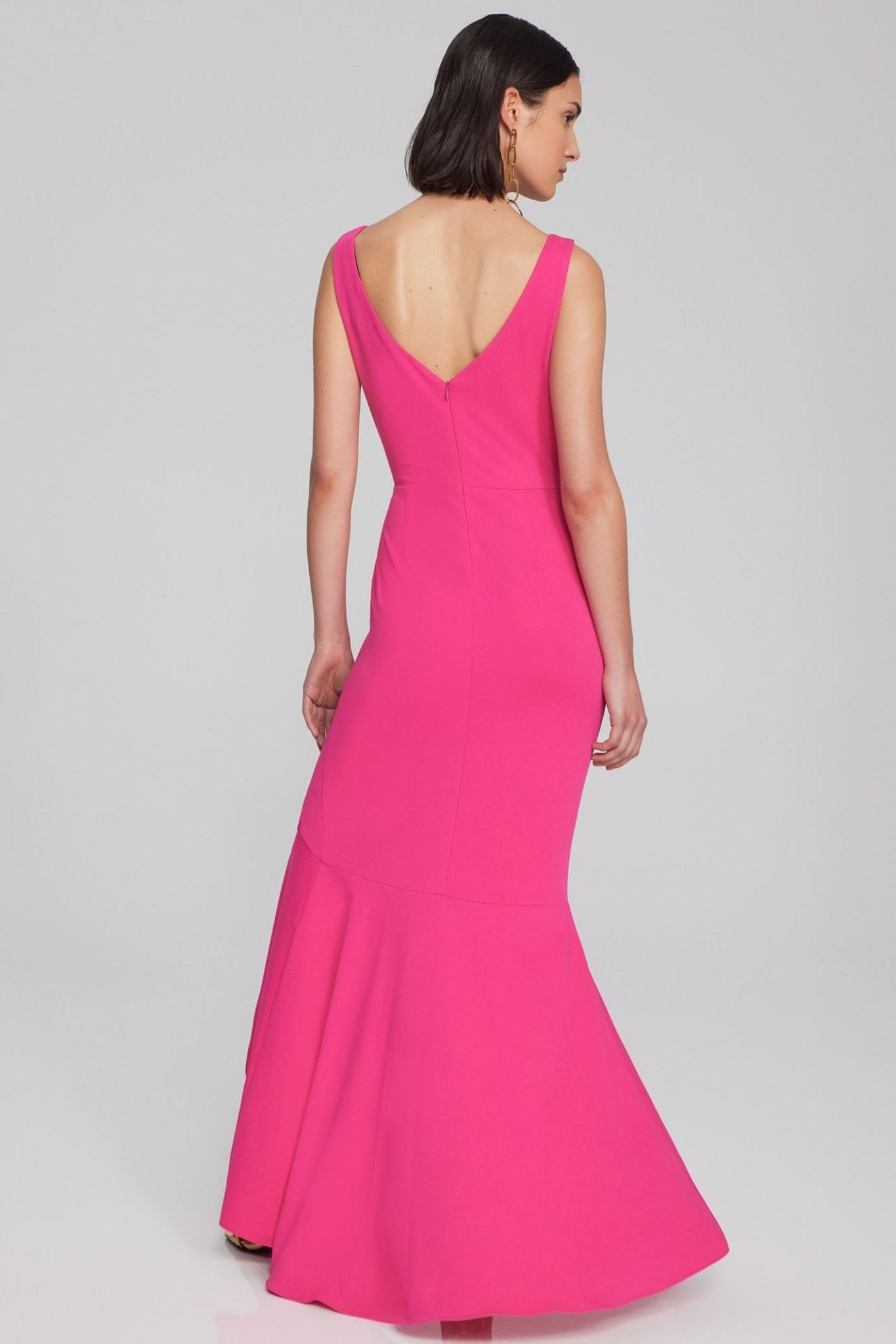 Joseph Ribkoff 241700 Shocking Pink Wrap Style Ruffle Hem Hi-Lo Dress - Dotique Chesterfield