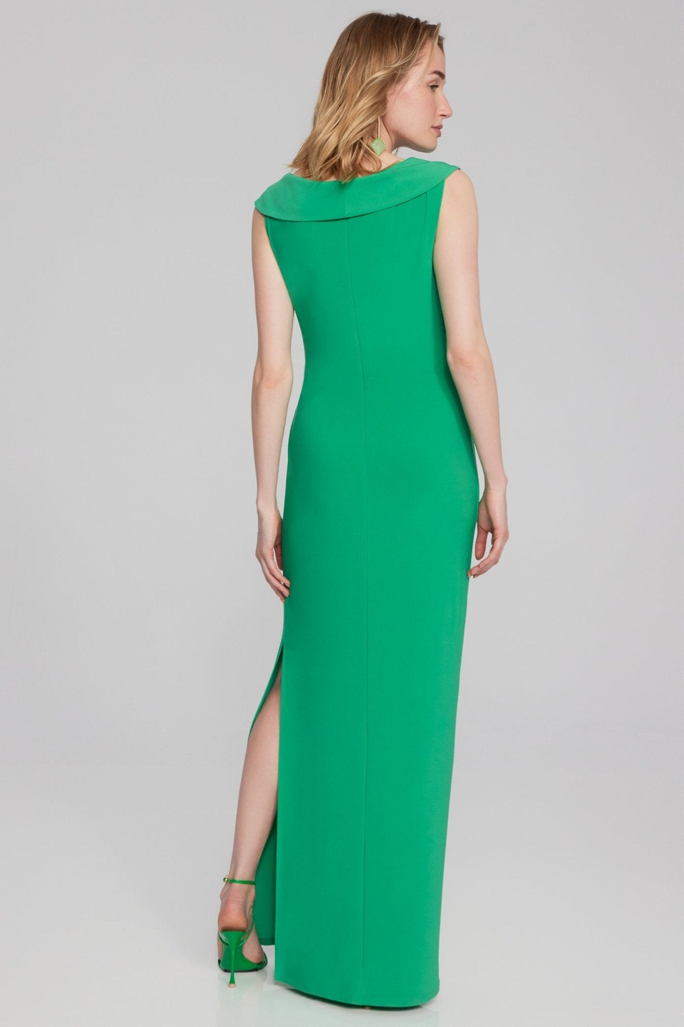 Joseph Ribkoff 241711 Maxi Emerald Green V Neck Evening Dress - Dotique
