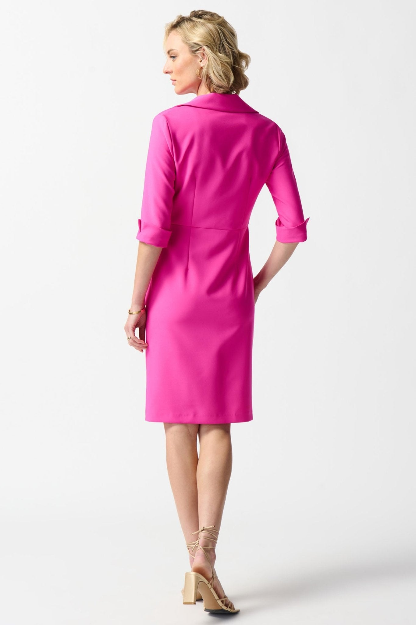 Joseph Ribkoff 242011 Ultra Pink Lux Twill Sheath Dress - Dotique