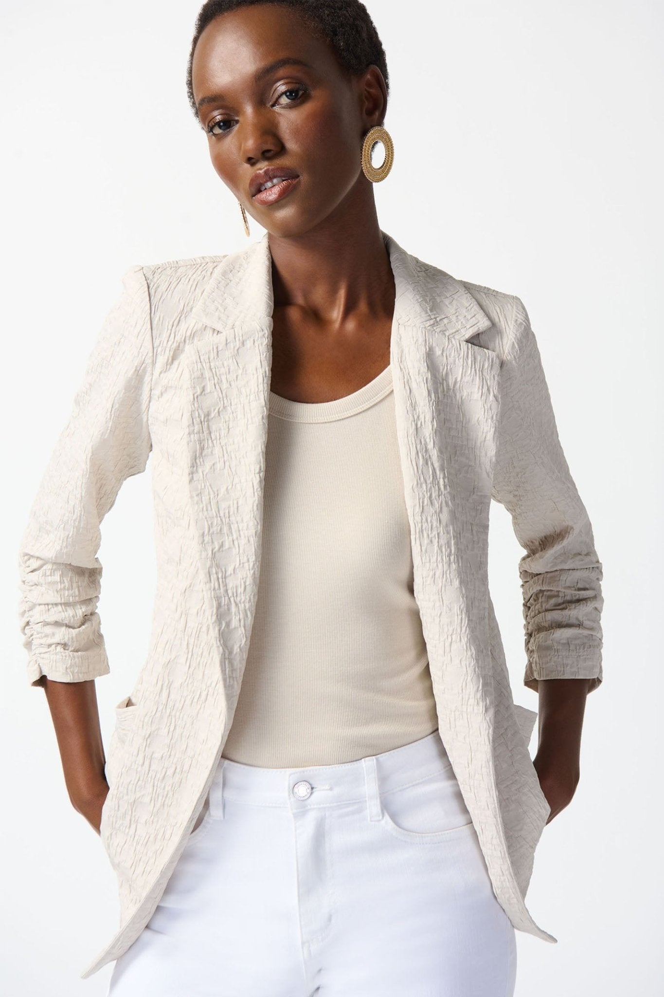 Joseph Ribkoff 242034 MoonStone Woven Jacquard Boxy Blazer Jacket - Dotique