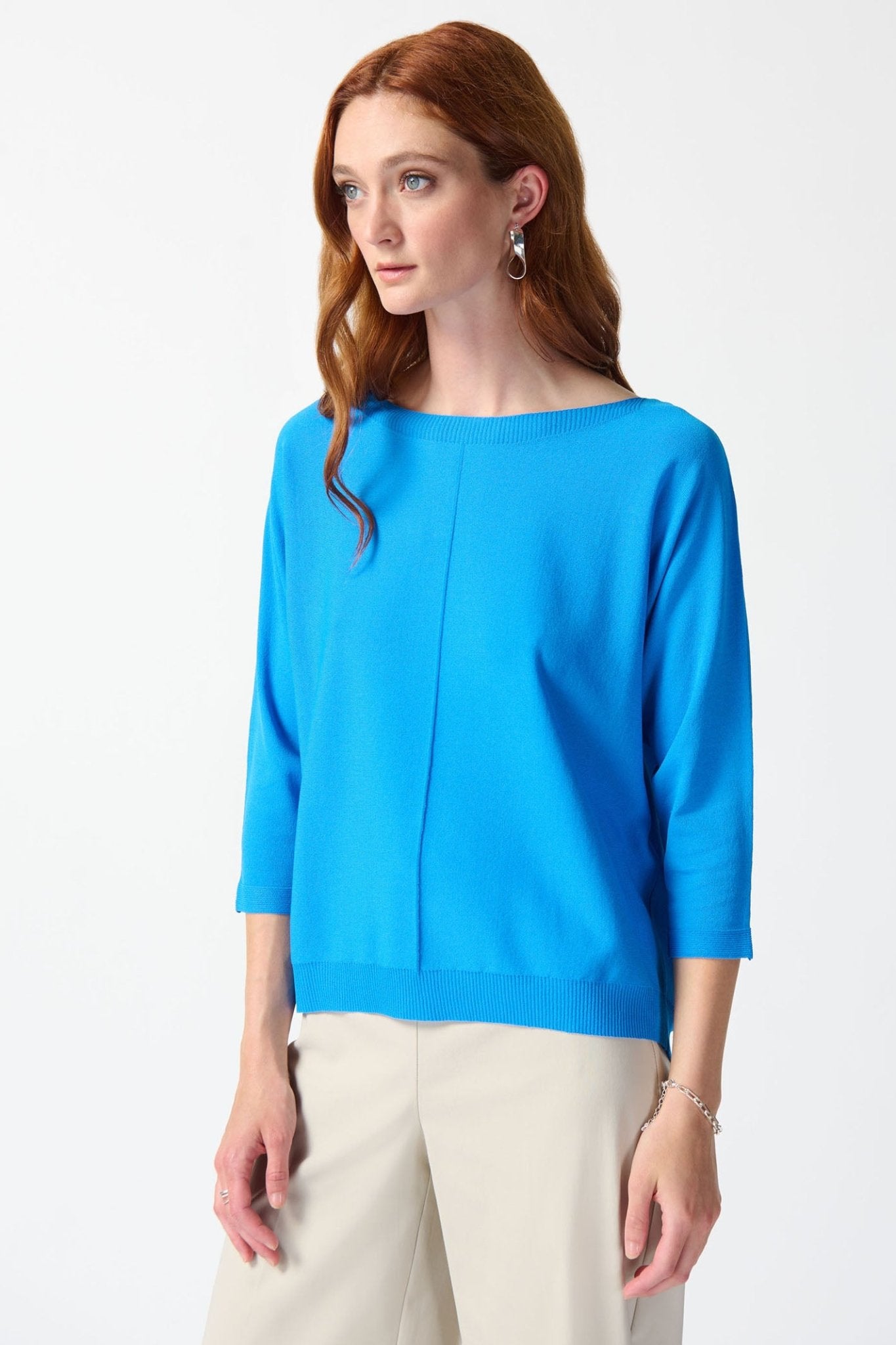 Joseph Ribkoff 242905 French Blue Wide Neck Soft Knit Jumper - Dotique