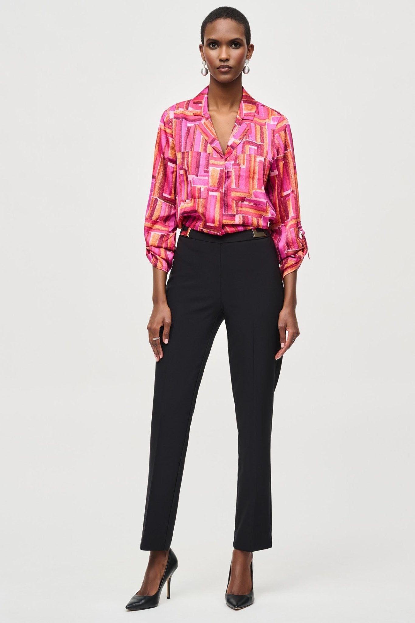 Joseph Ribkoff 243145 Black (11) Lux Twill Slim Pull-On Trousers - Dotique