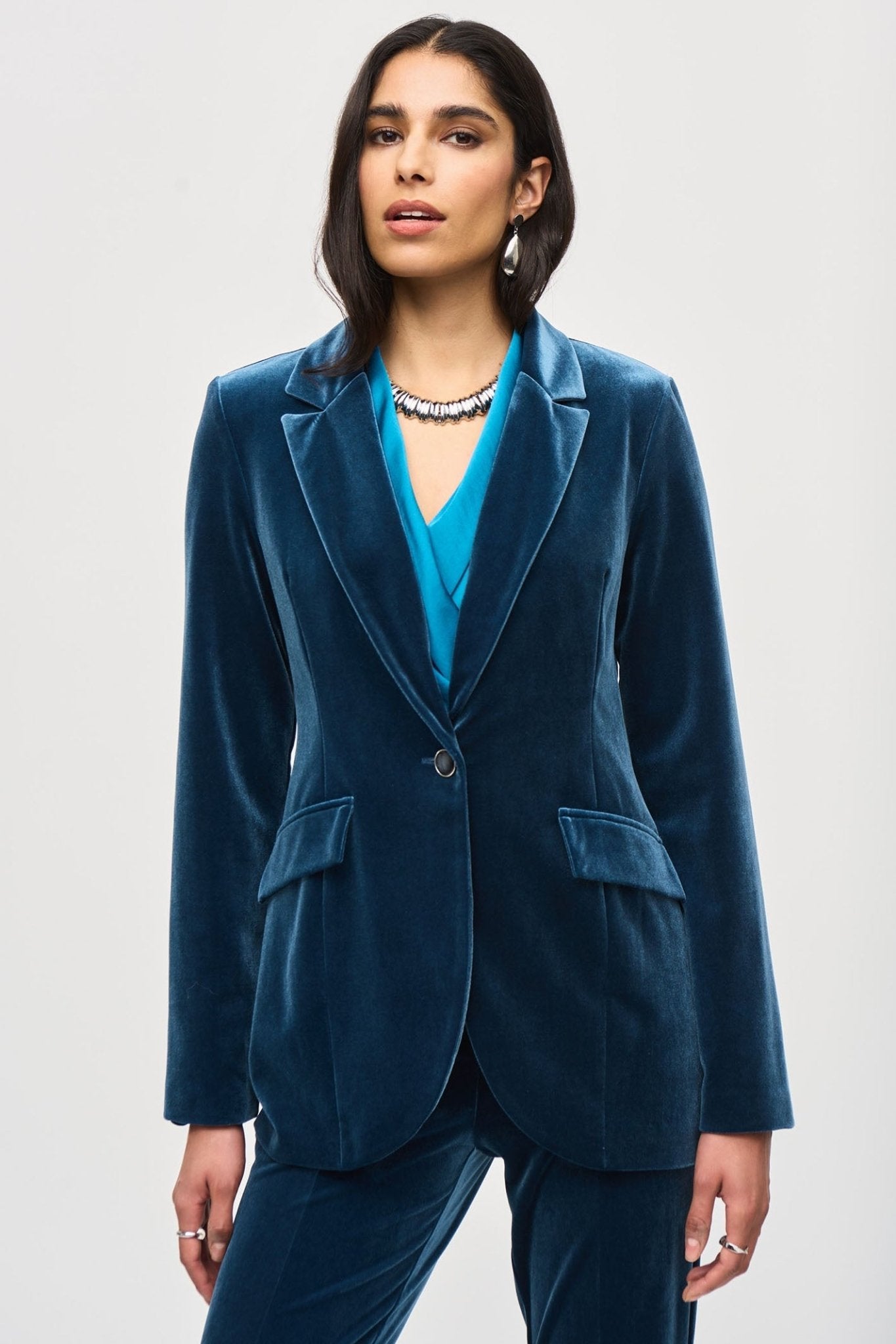 Joseph Ribkoff 243286 Nightfall Blue Velvet Blazer Jacket - Dotique - Joseph Ribkoff