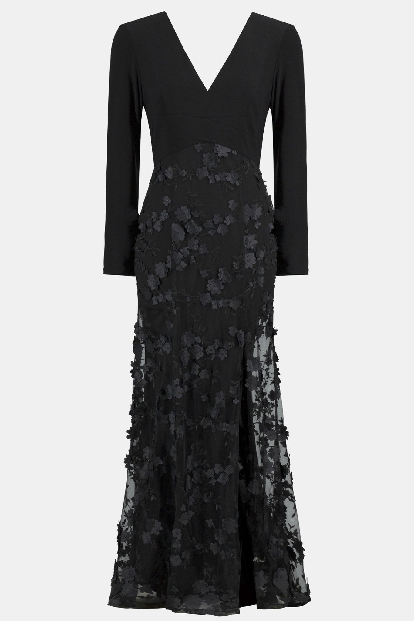 Joseph Ribkoff 243755 Black Embroidered Flower Gown - Dotique - Joseph Ribkoff