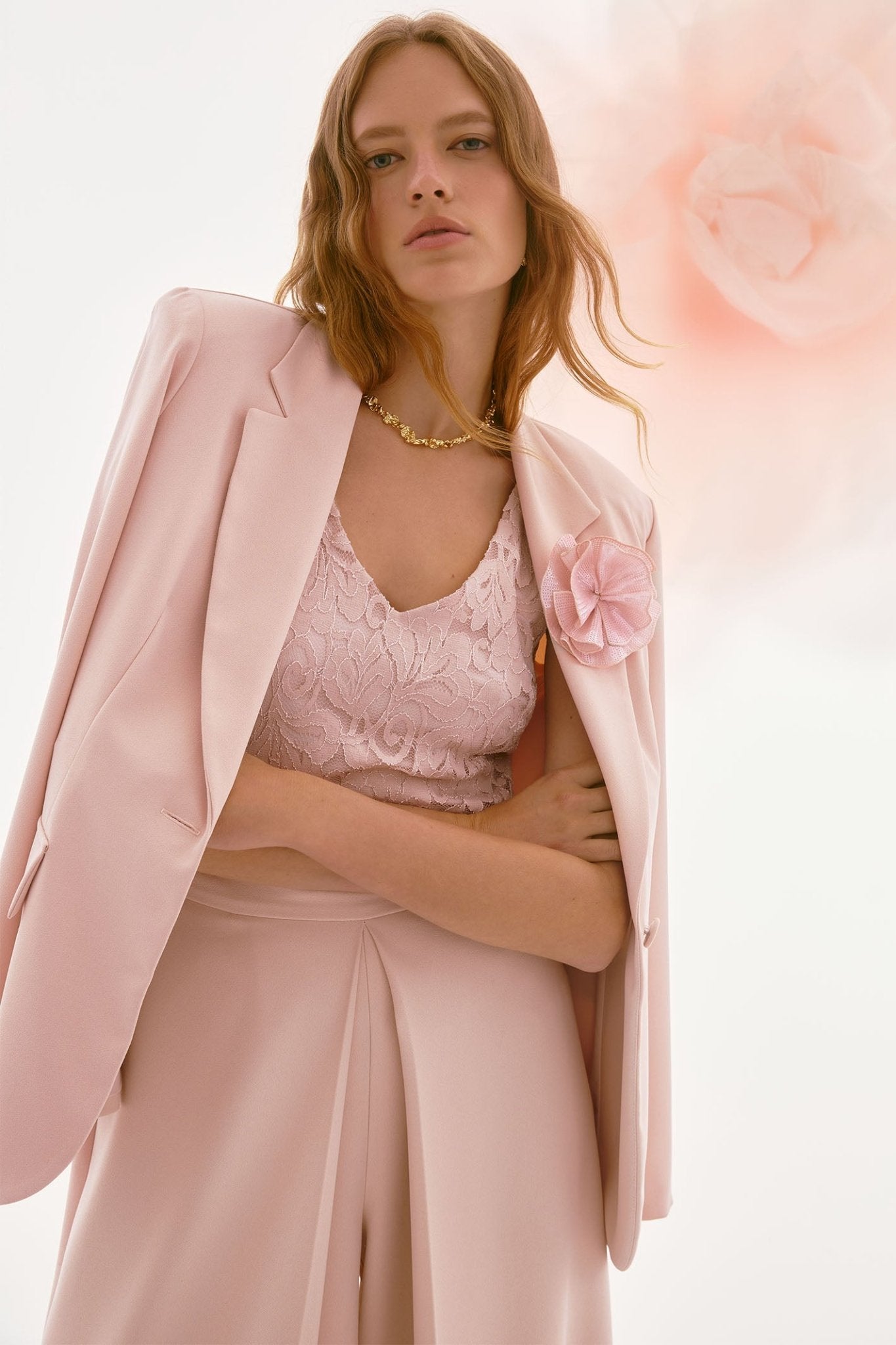 Joseph Ribkoff 251735 Pink Quartz Jacket with Lace Flower - Dotique