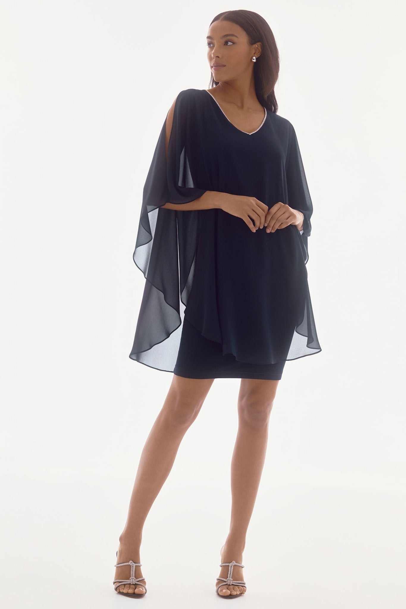 Joseph Ribkoff 251746 Chiffon and Silky Knit Layered Dress - Dotique