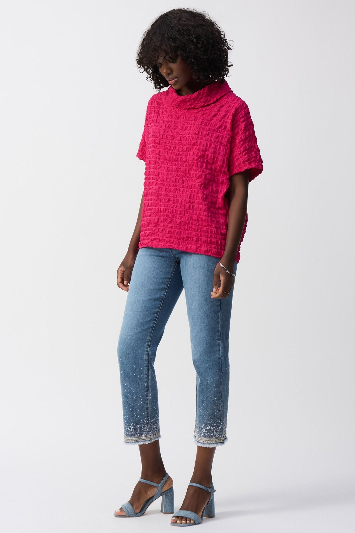 Joseph Ribkoff 251956 Vintage Blue Crystal Embroidered Jeans - Dotique