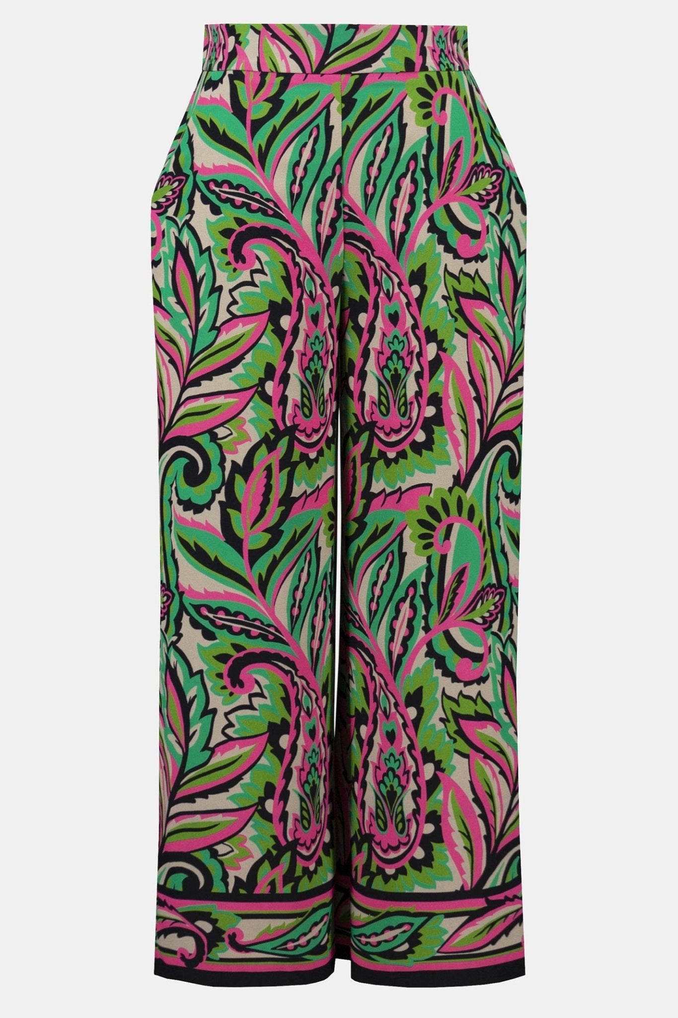 Joseph Ribkoff 252142 High Waisted Paisley Print Wide Leg Trousers - Dotique