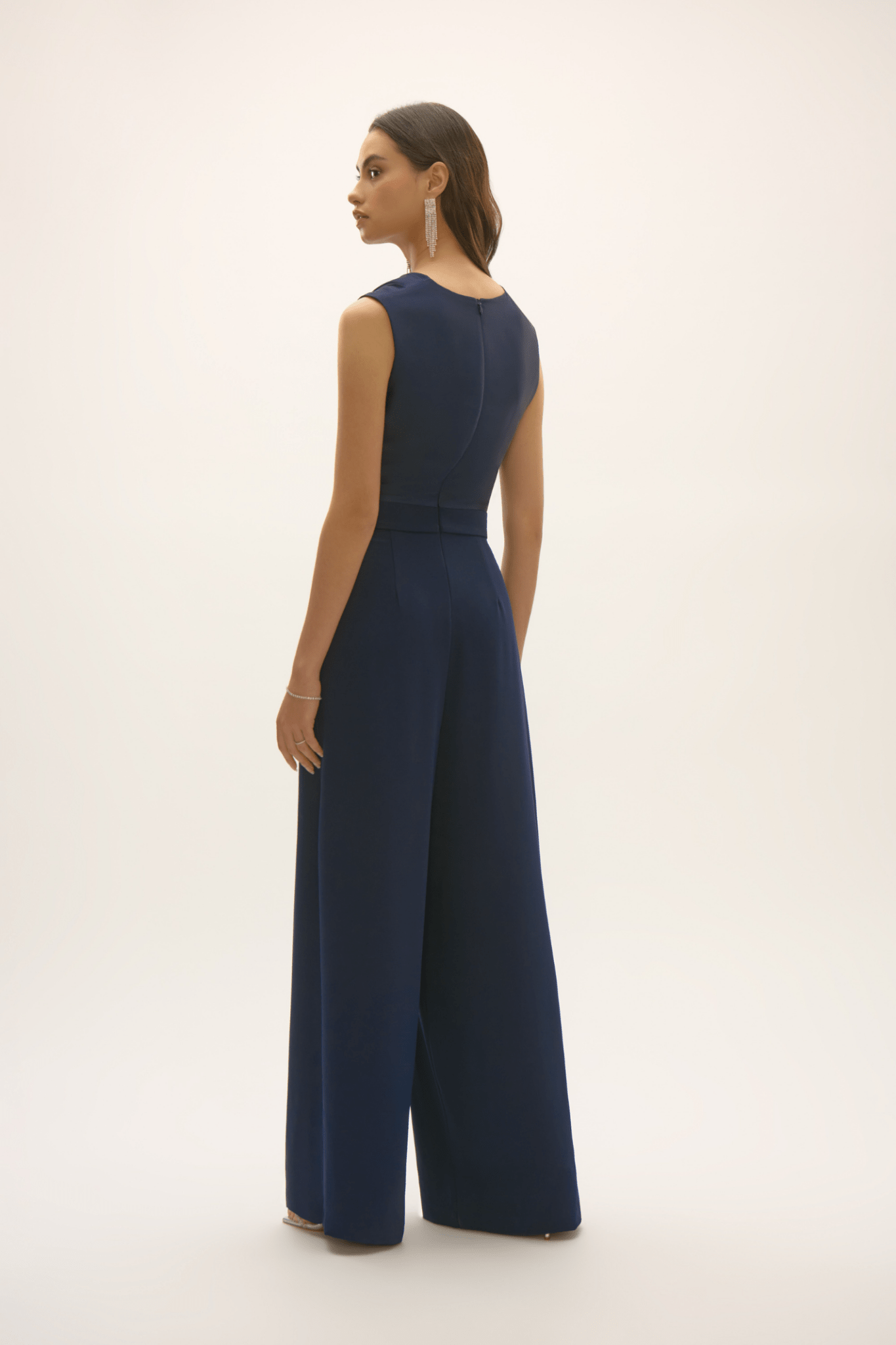 Joseph Ribkoff 252703 Midnight Signature | Satin and Crepe Wide Leg Jumpsuit - Dotique - Joseph Ribkoff