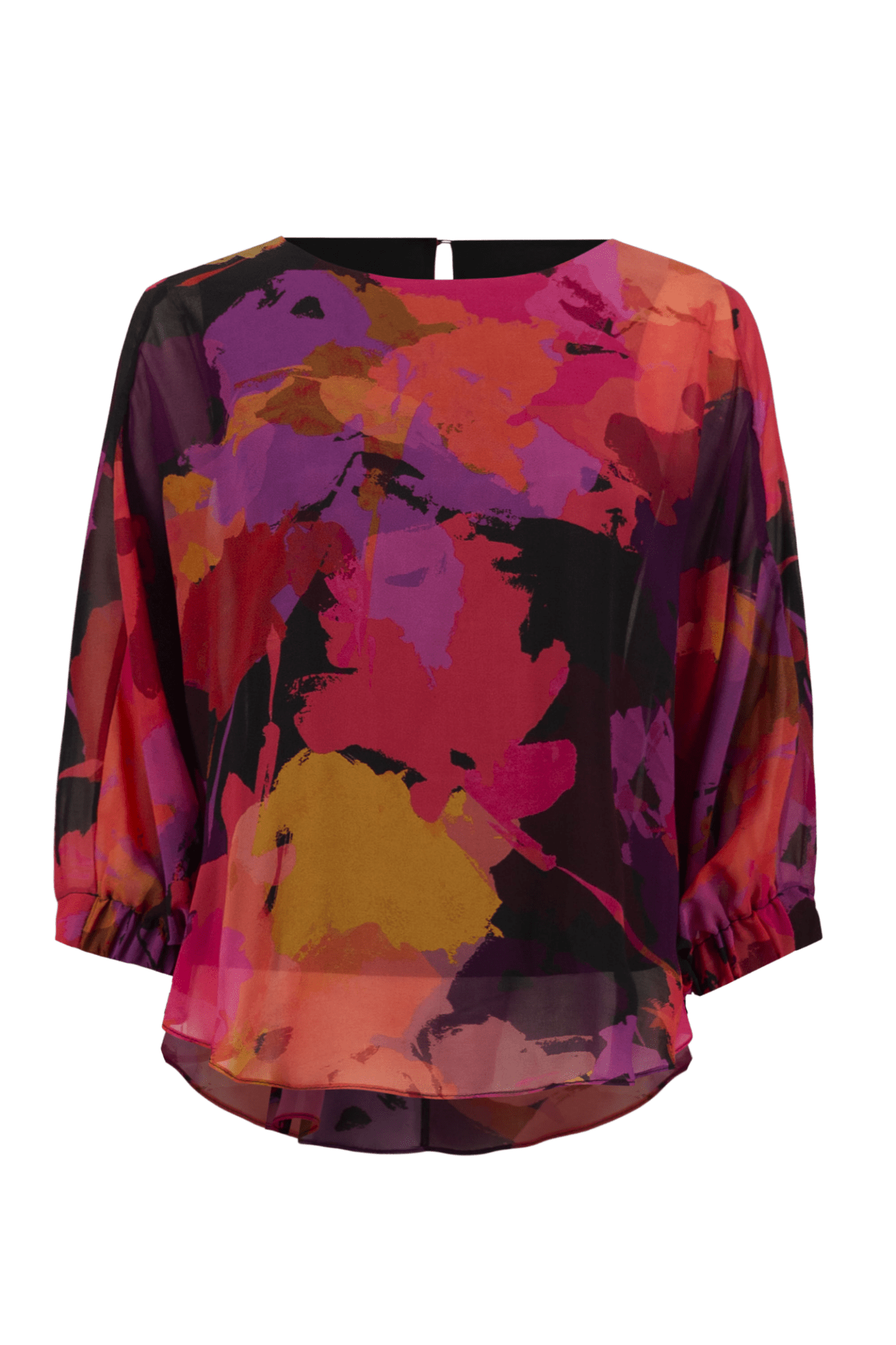 Joseph Ribkoff recycled chiffon floral print top with dolman sleeves – Dotique