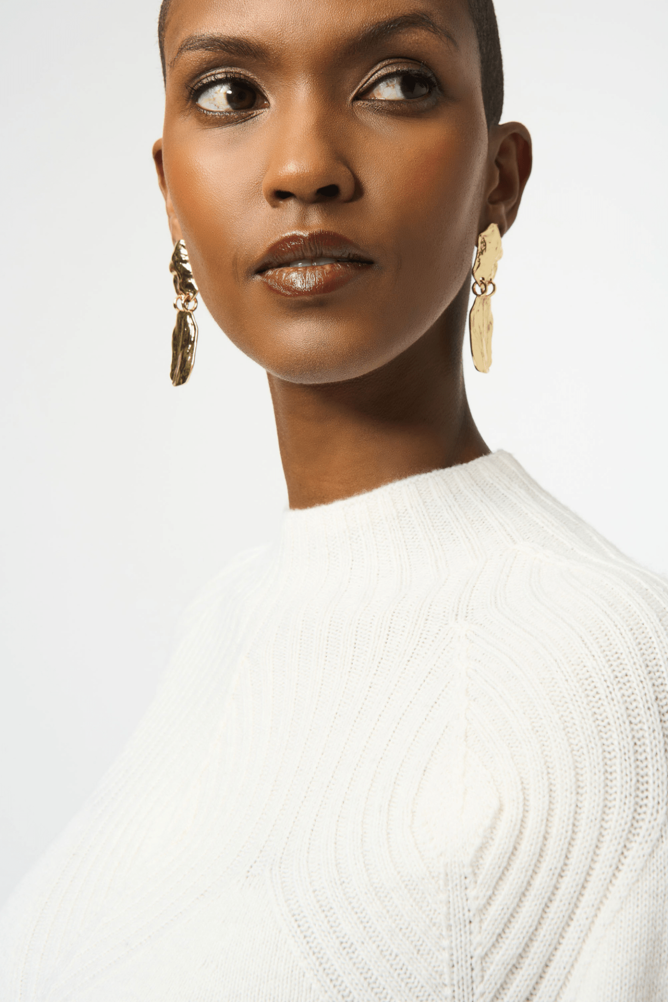 Joseph Ribkoff winter white wool blend sweater with placement stitch detail and relaxed fit