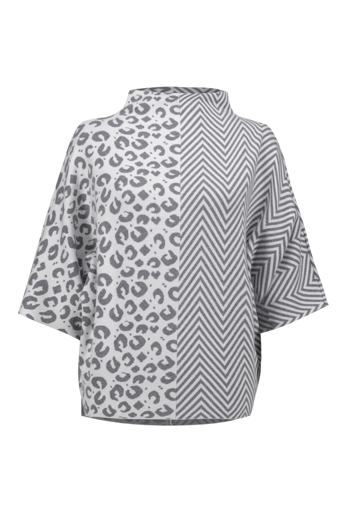 Joseph Ribkoff jacquard knit boxy sweater with animal and herringbone print – Dotique