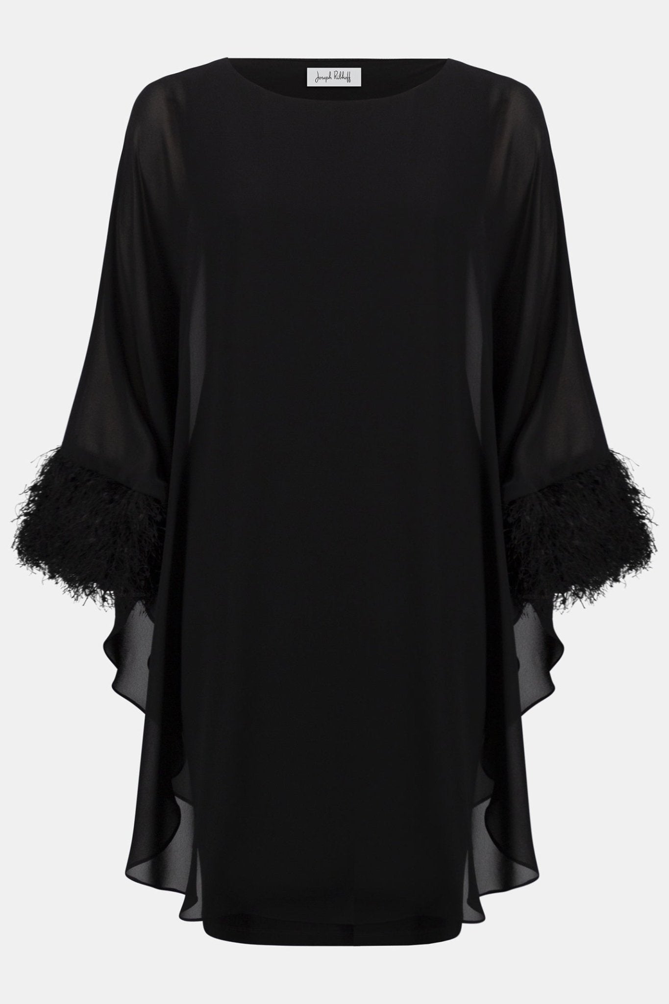 Joseph Ribkoff 254186 Black Chiffon Overlay Batwing Sleeve Cocktail Dress - Dotique - Joseph Ribkoff
