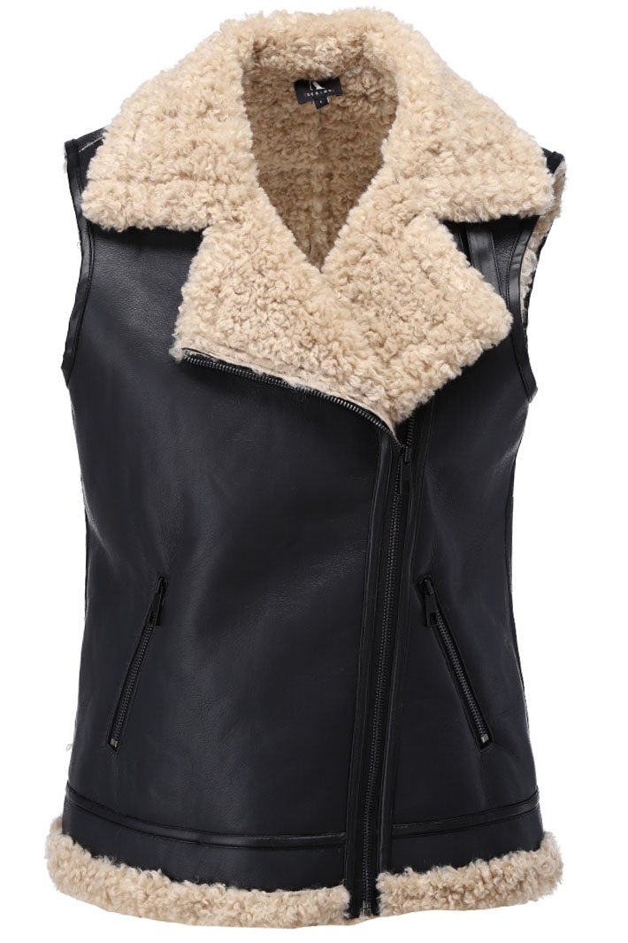 K - Design Biker Jacket Gilet Sleeveless Faux Fur Z907 - Dotique - K - Design