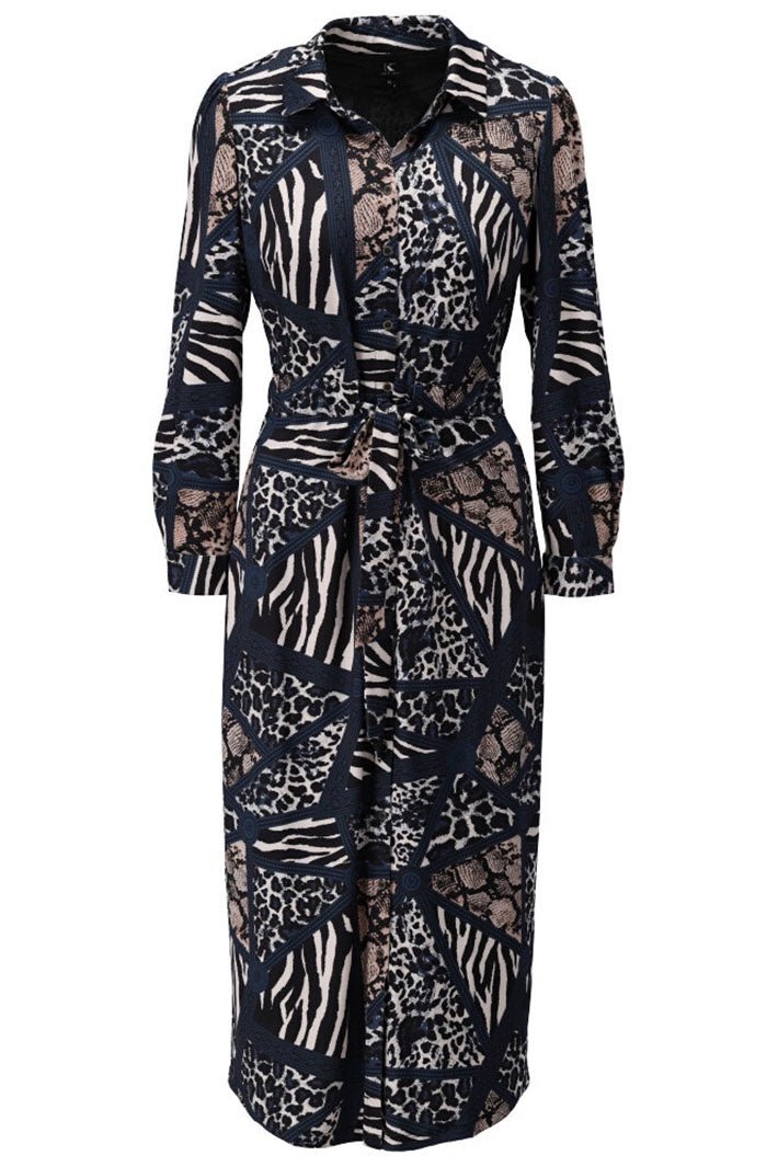 K-Design Shirt Dress Navy Animal Print Z227 (P854) - Dotique