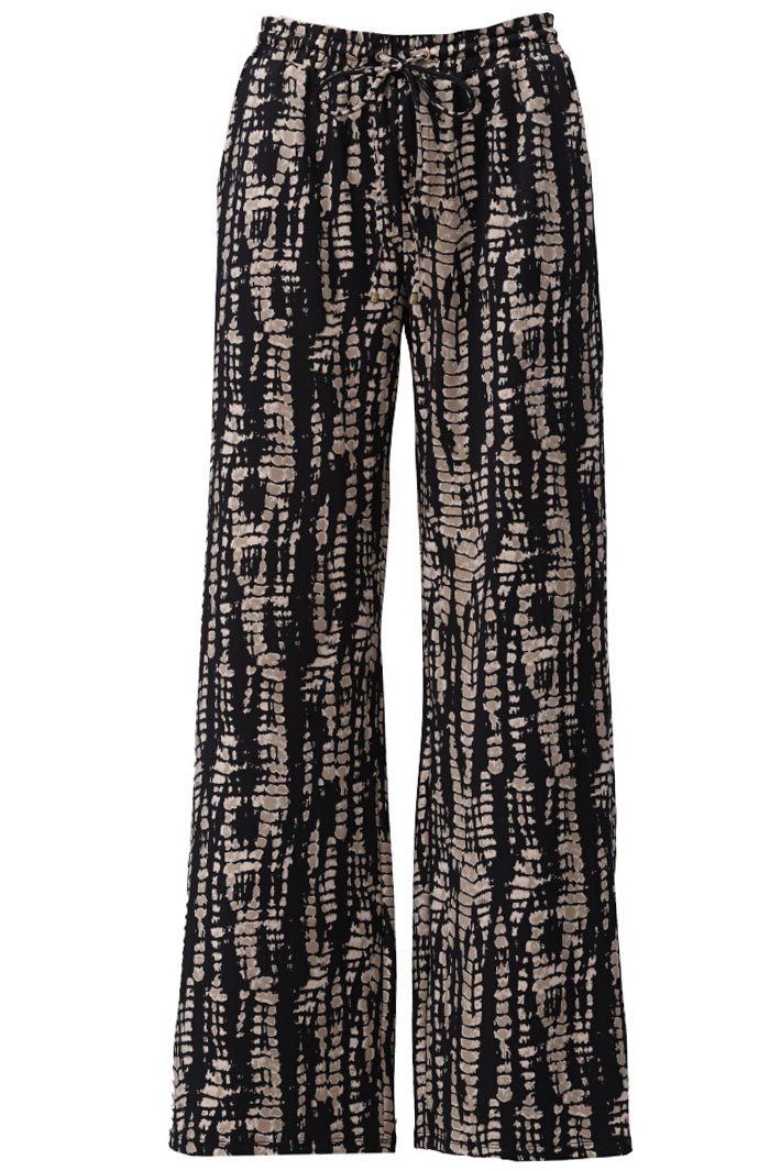 K - Design Trousers Drawstring Black Taupe Print Z116 (P820) - Dotique - K - Design