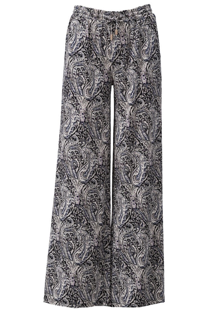 K-Design Trousers Grey Paisley Print Drawstring Waist Z223 (P851)
