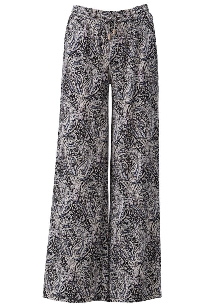 K - Design Trousers Grey Paisley Print Drawstring Waist Z223 (P851) - Dotique - K - Design