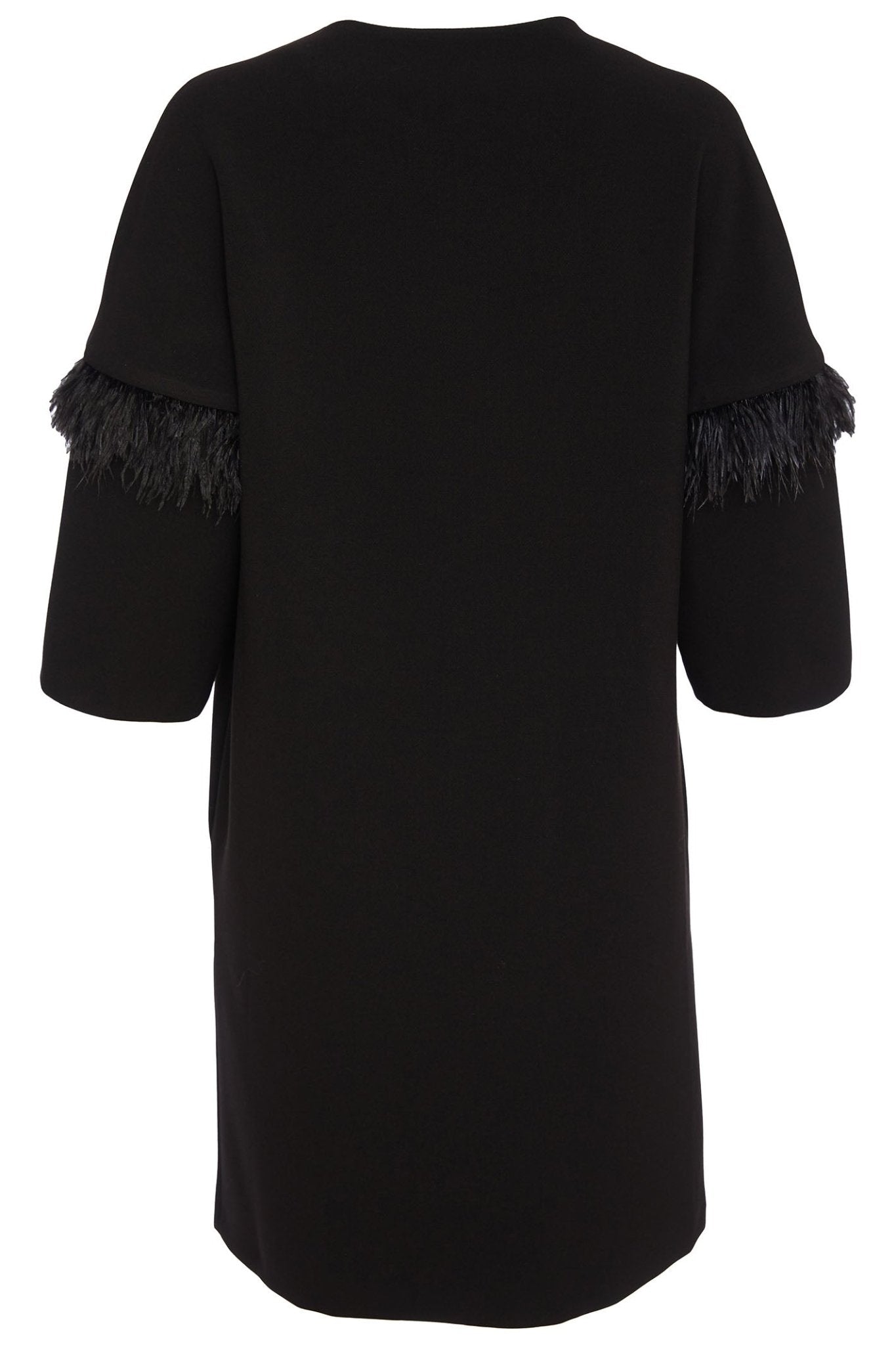 Kate Cooper 164 Black Coat Feather Trim Sleeve - Dotique