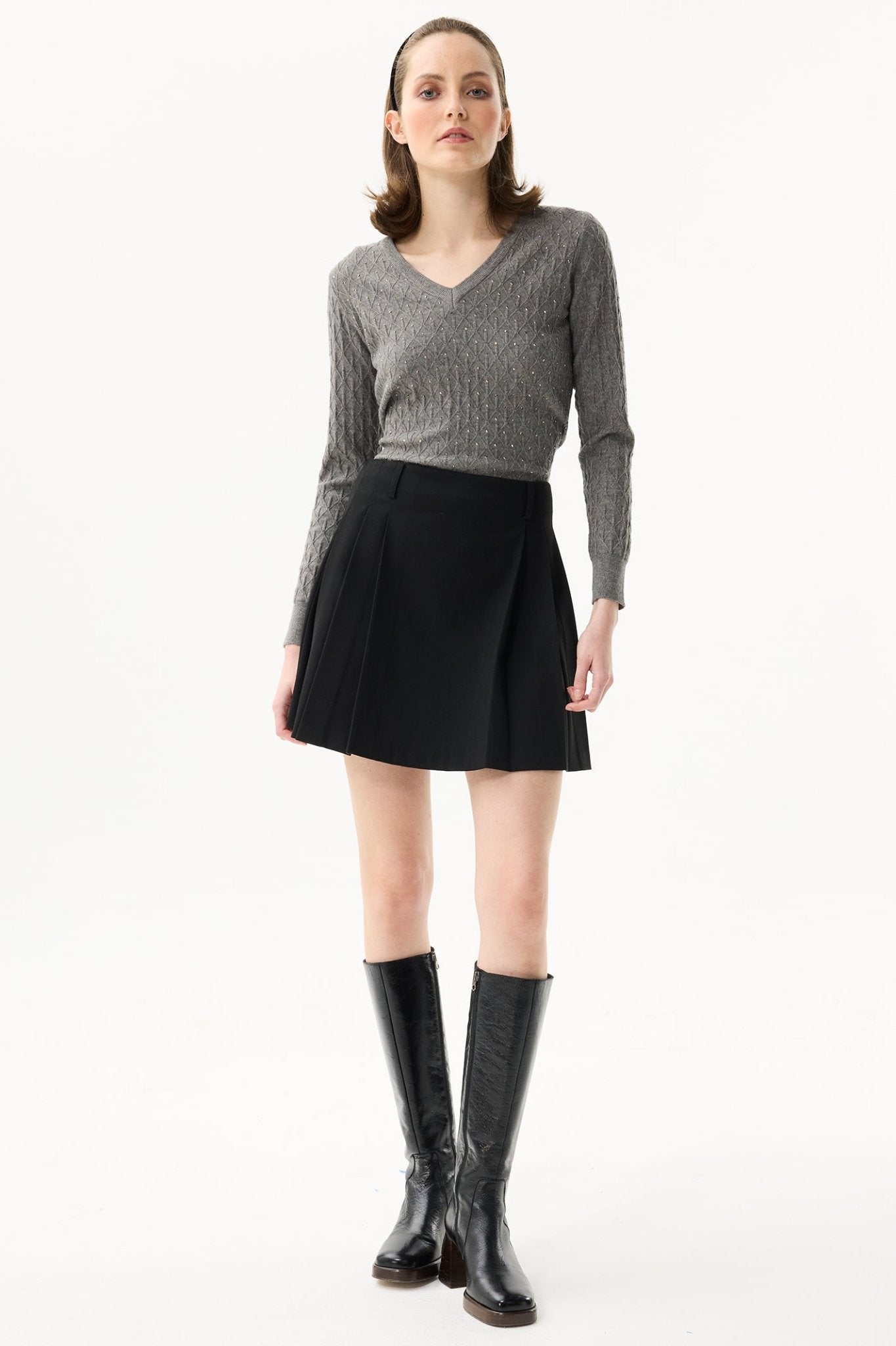 Leo & Ugo AW133 Grey Diamond Knit Jumper - Dotique - Leo & Ugo