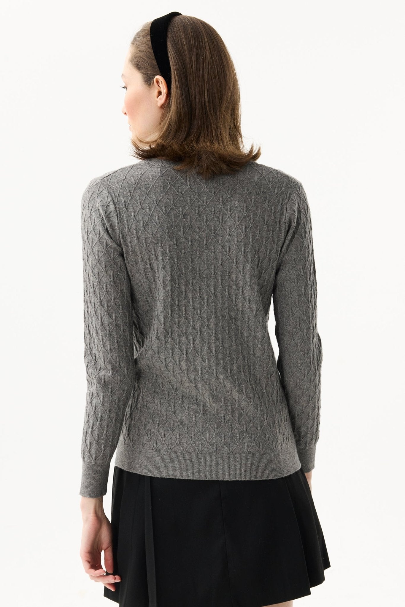 Leo & Ugo AW133 Grey Diamond Knit Jumper - Dotique - Leo & Ugo